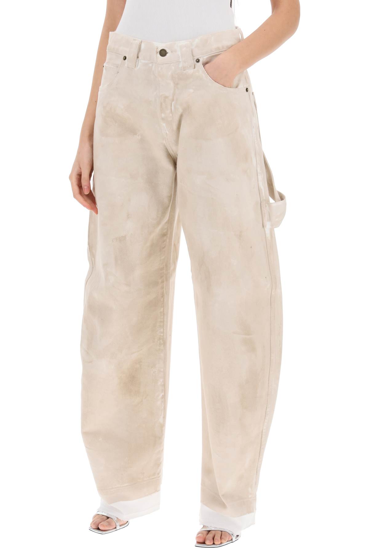 Shop Darkpark Audrey Marble-effect Cargo Jeans In Washed Desert