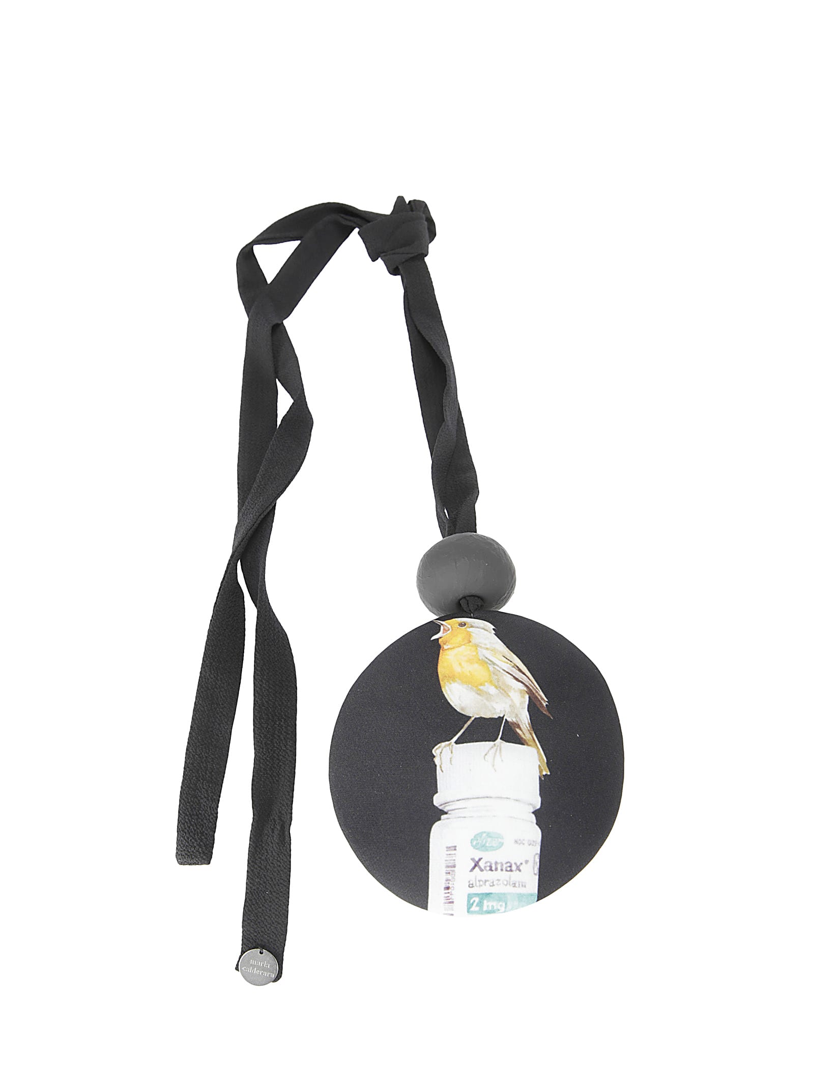 Maria Calderara Fabric Necklace With Printed Pendant In X