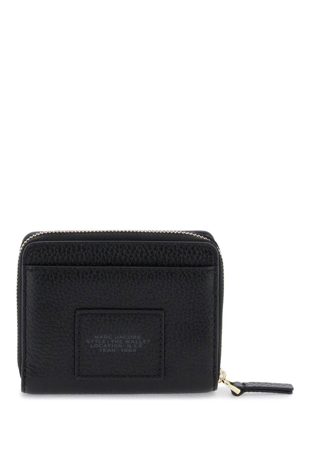 Shop Marc Jacobs Logo Printed Zipped Mini Compact Wallet In Black