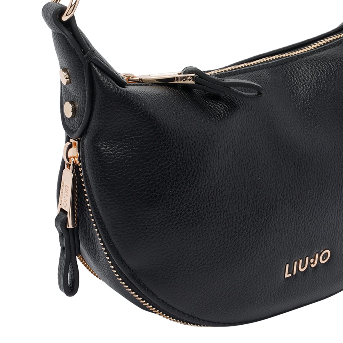 Liu •jo Logo Small Hobo Bag In Black