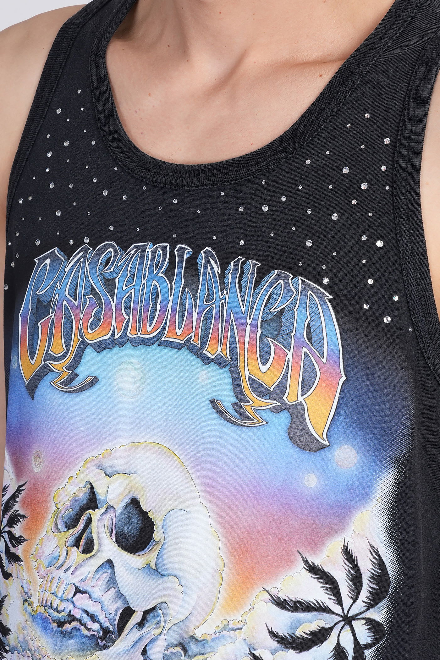 Casablanca Tank Top In Black Cotton
