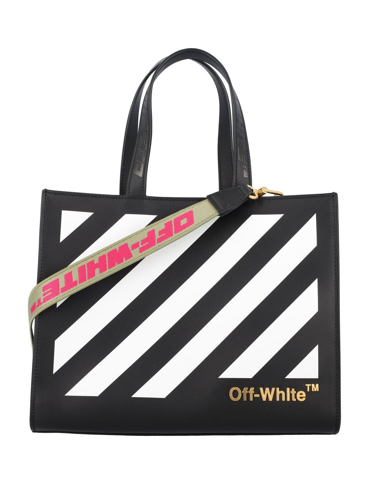 Shop Off-white Diag Hybrid Shop 28 Strapped Tote Bag In Black