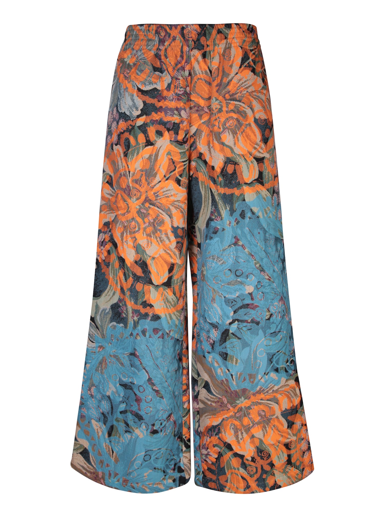 Shop Rianna + Nina Melina Light Blu And Orange Brocade Trousers In Blue