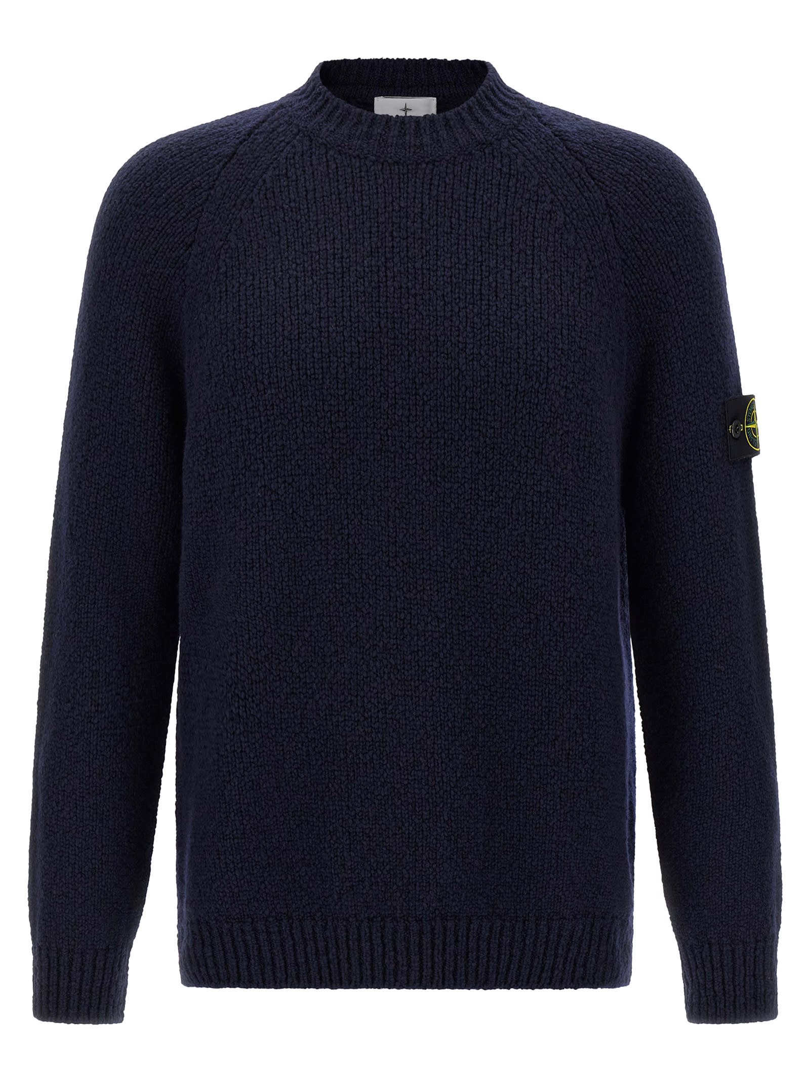 Stone Island Sweater With Crew Neck In Cashmere In Blue