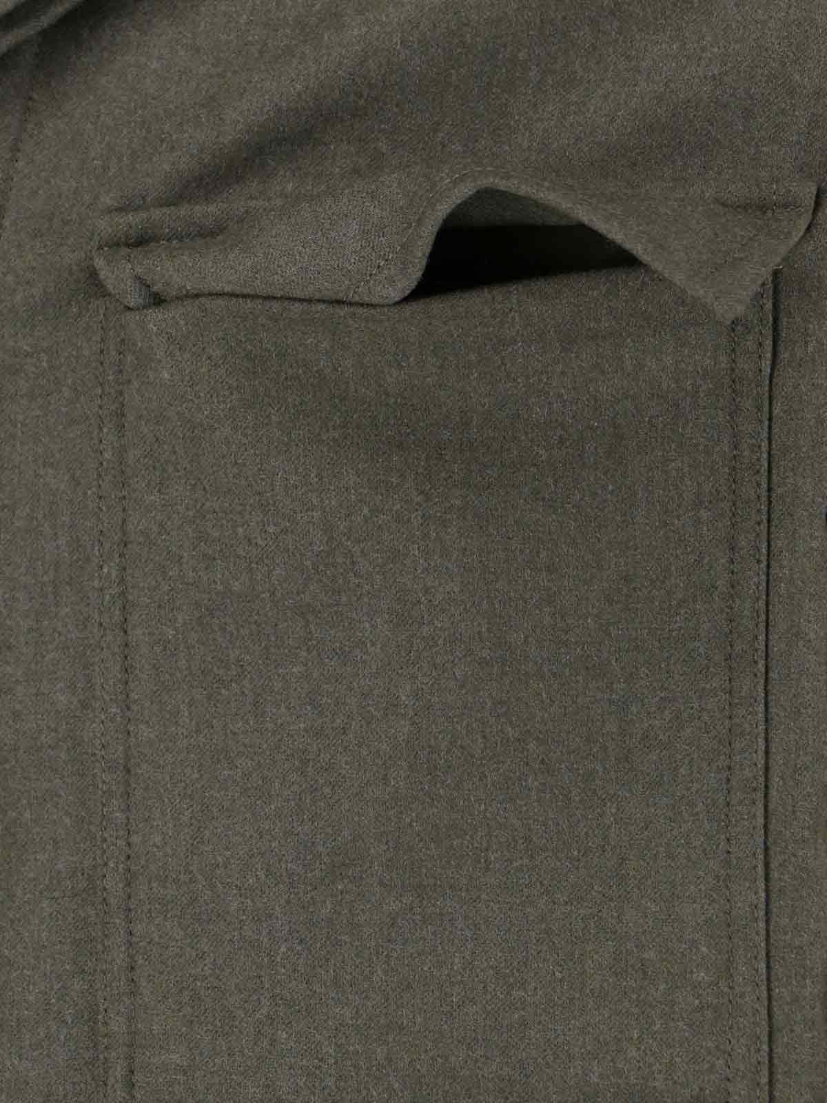 Cruna Structured Wool Shirt Jacket With Classic Collar And Chest Pockets In Green