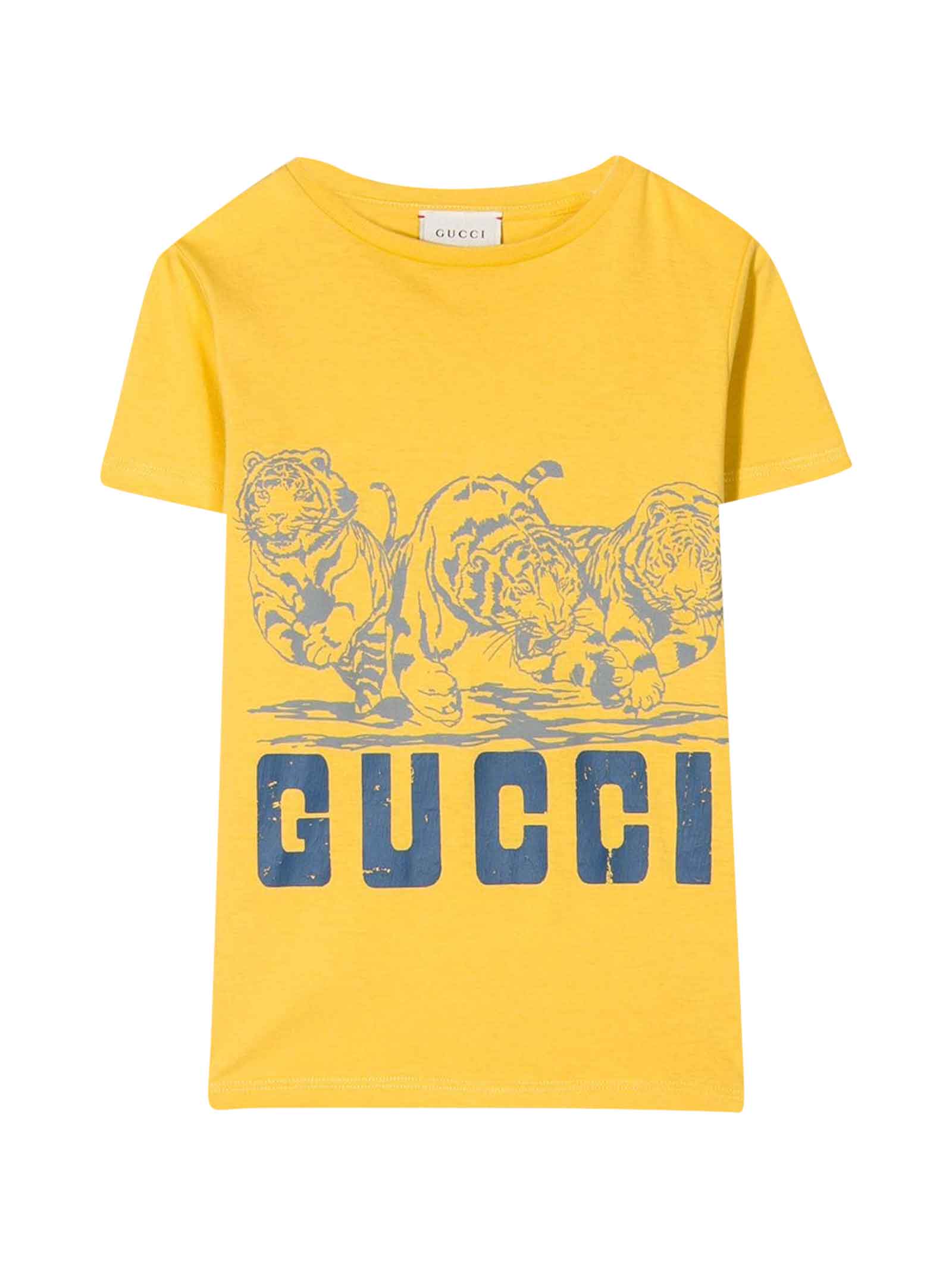 Gucci Kids' Yellow T-shirt With Frontal Logo In Giallo | ModeSens