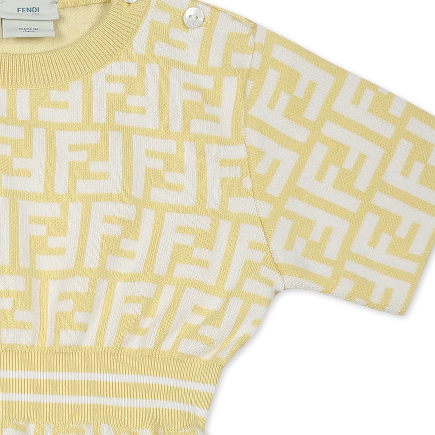 FENDI YELLOW DRESS FOR BABY GIRL WITH FF