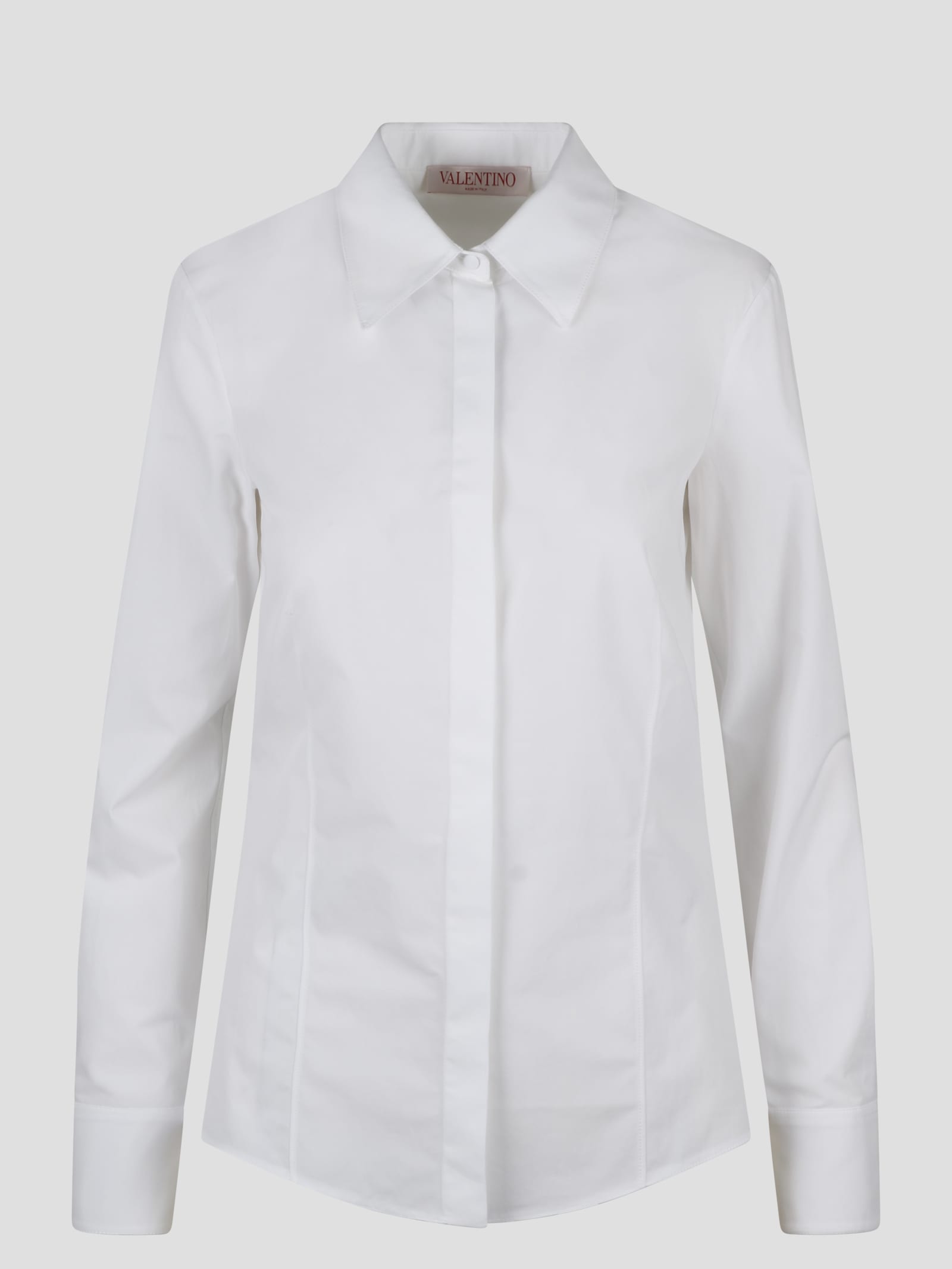 Valentino Compact Popeline Cotton Shirt In White