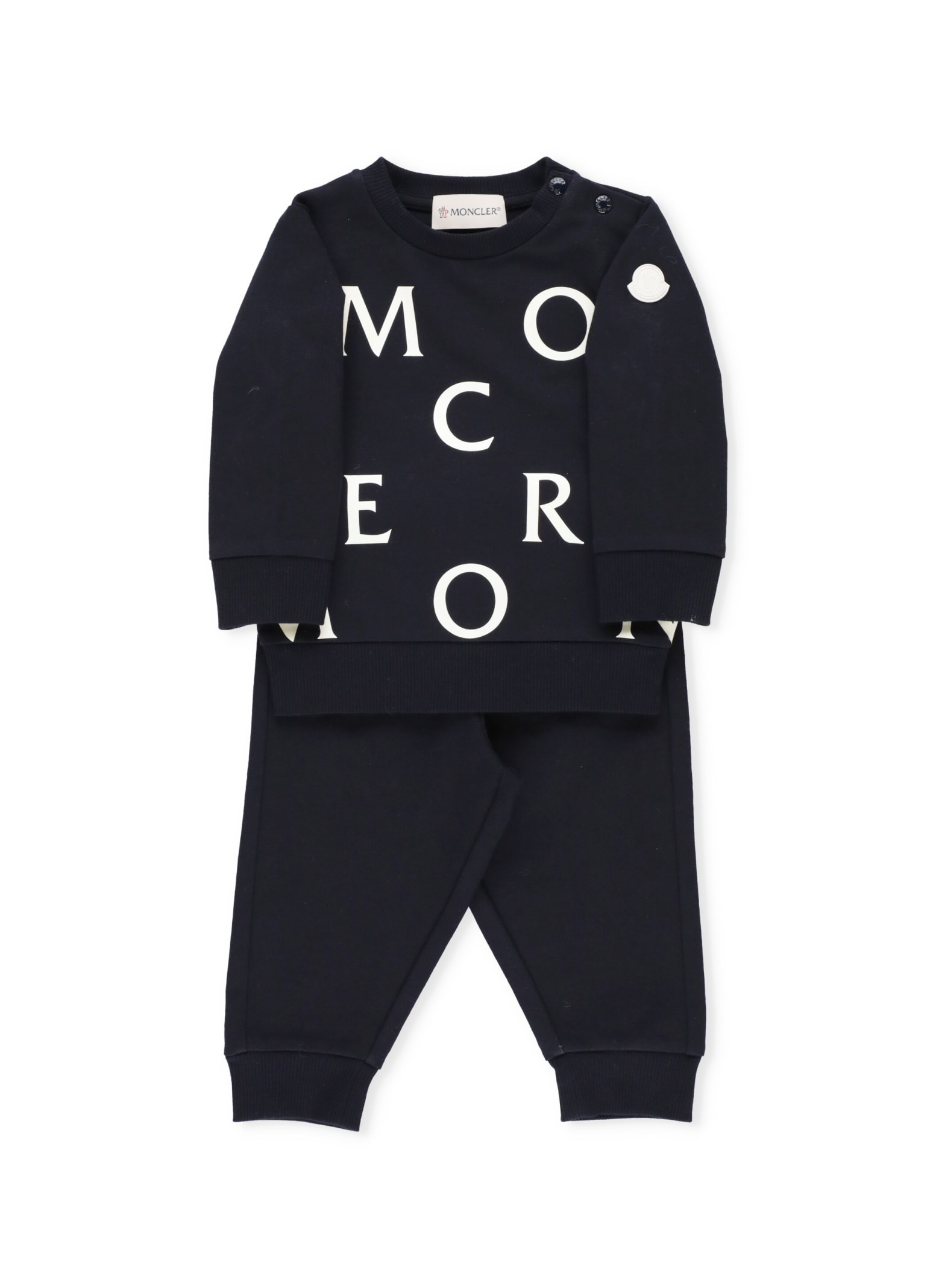 Moncler Babies' Logo-print Two-piece Tracksuit In Blue