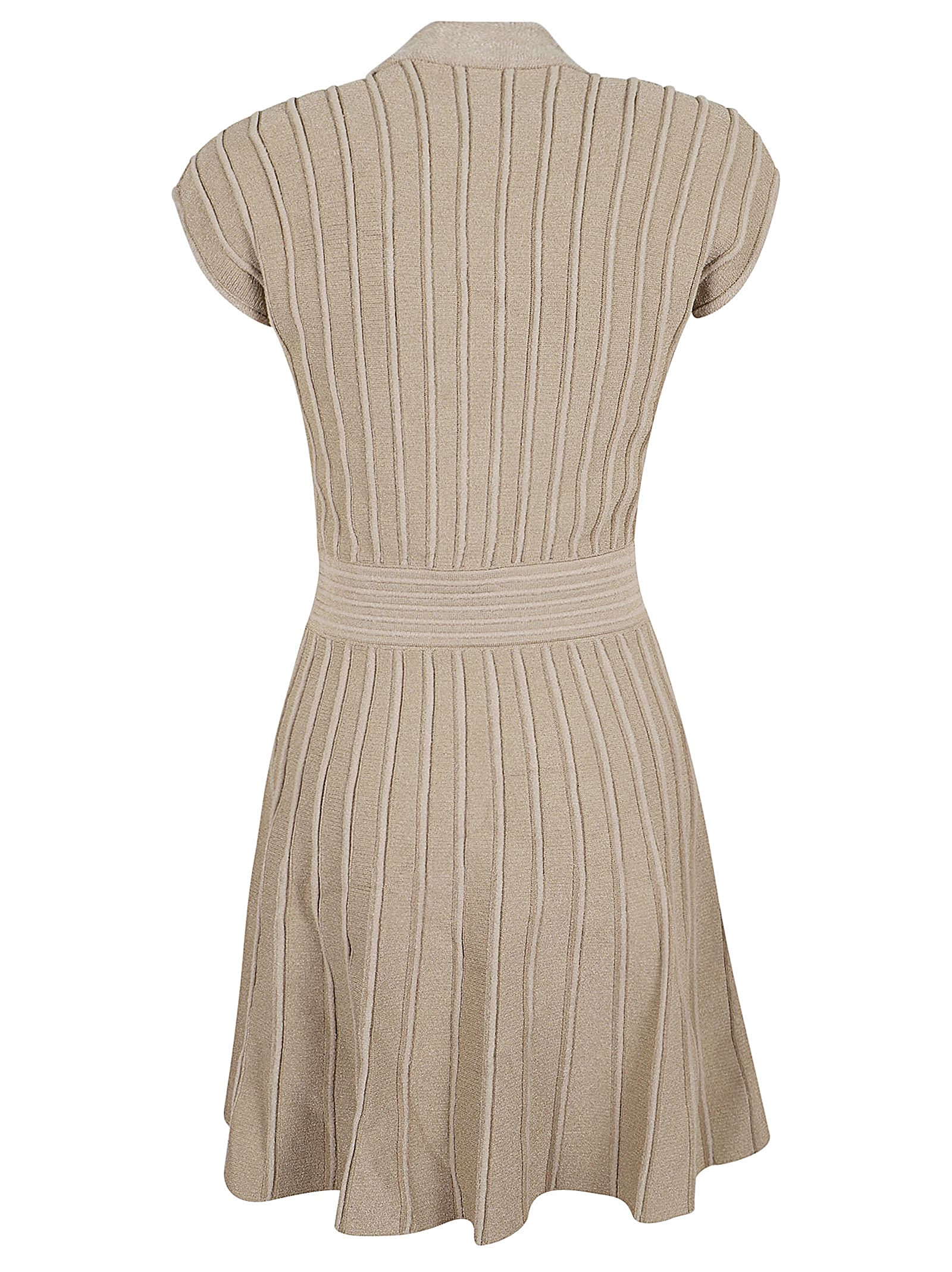 Shop Balmain Ss Btn V-neck Velvet Flare Short Dress In Fk Beige