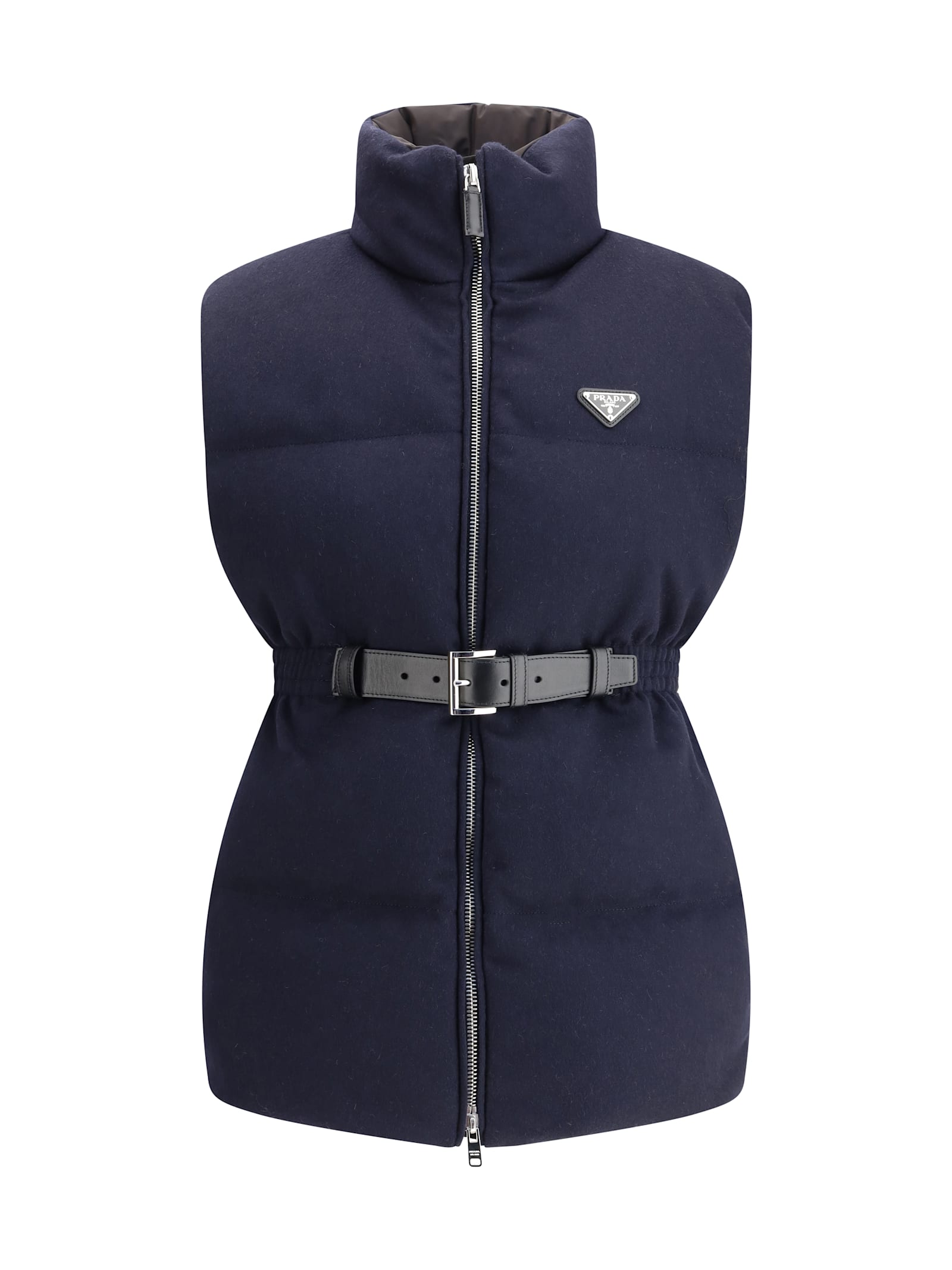 Prada Flannel Down Vest In Multi
