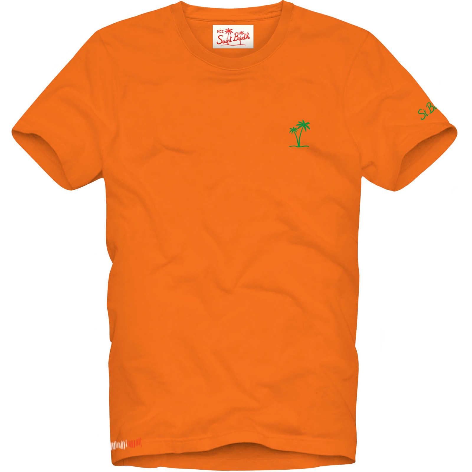 Mc2 Saint Barth Man Orange Cotton T-shirt