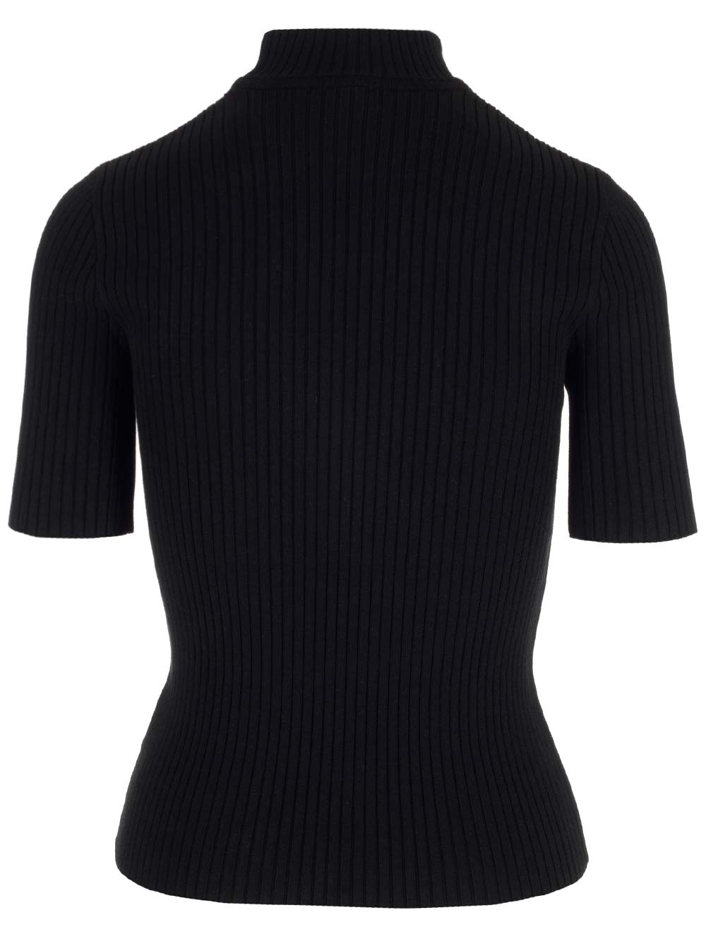 Shop Courrèges Ribbed Fitted Top In Black