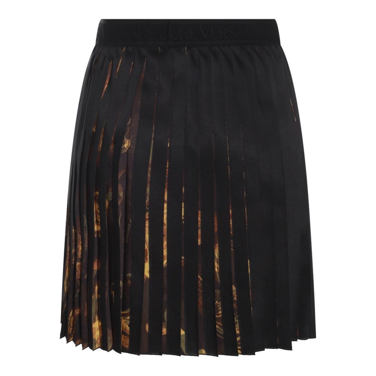 Versace Jeans Couture Watercolour Couture-print Pleated Miniskirt In Black