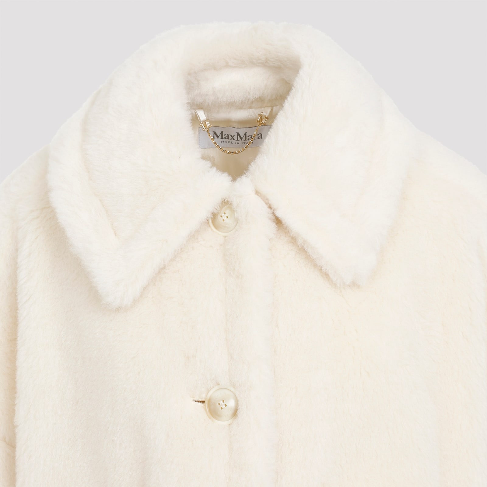 Shop Max Mara Newterzo1 Teddy Cape In Bianco