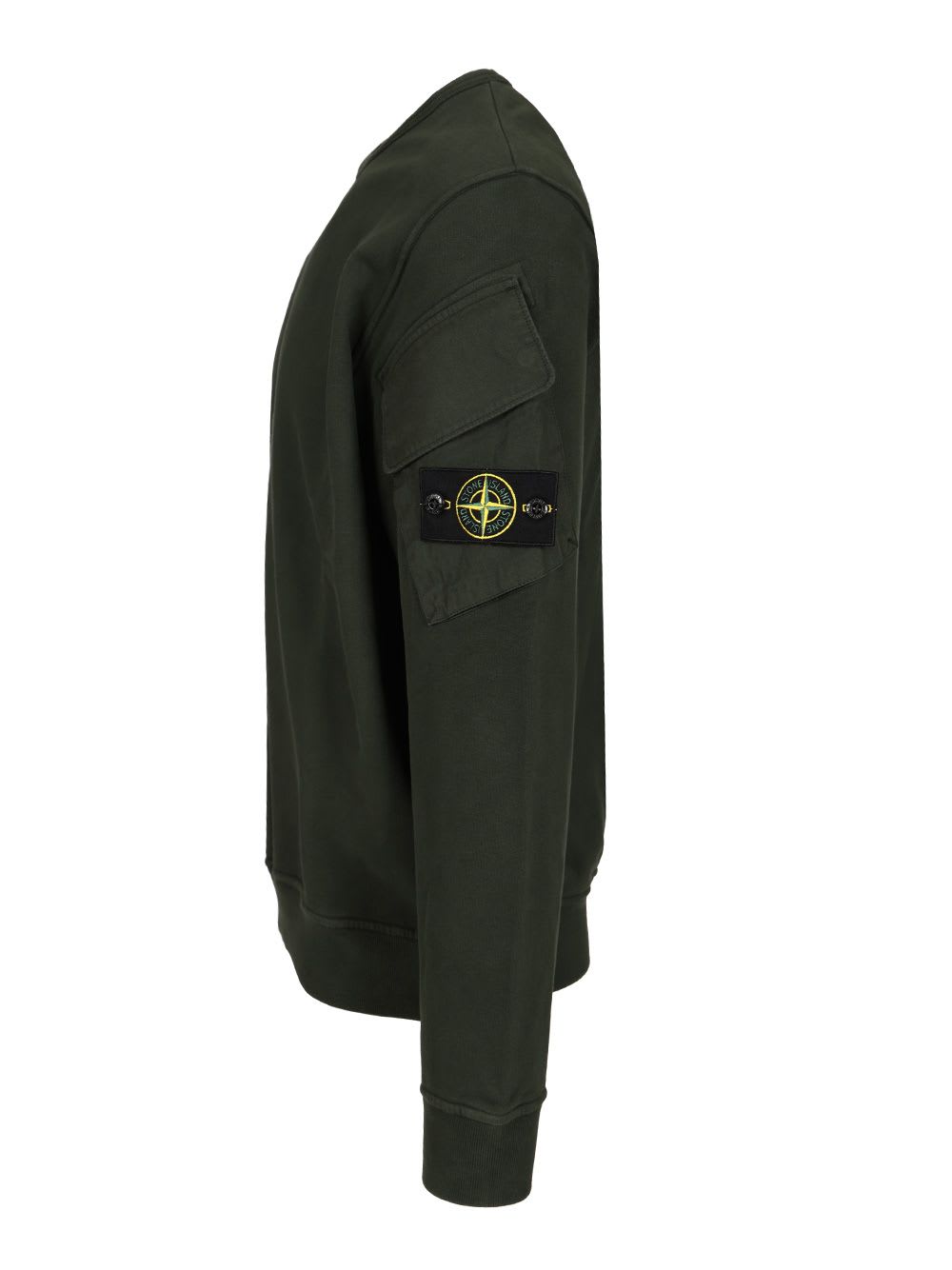 Stone Island Crewneck Sweatshirt In Brushed Organic Cotton In Green