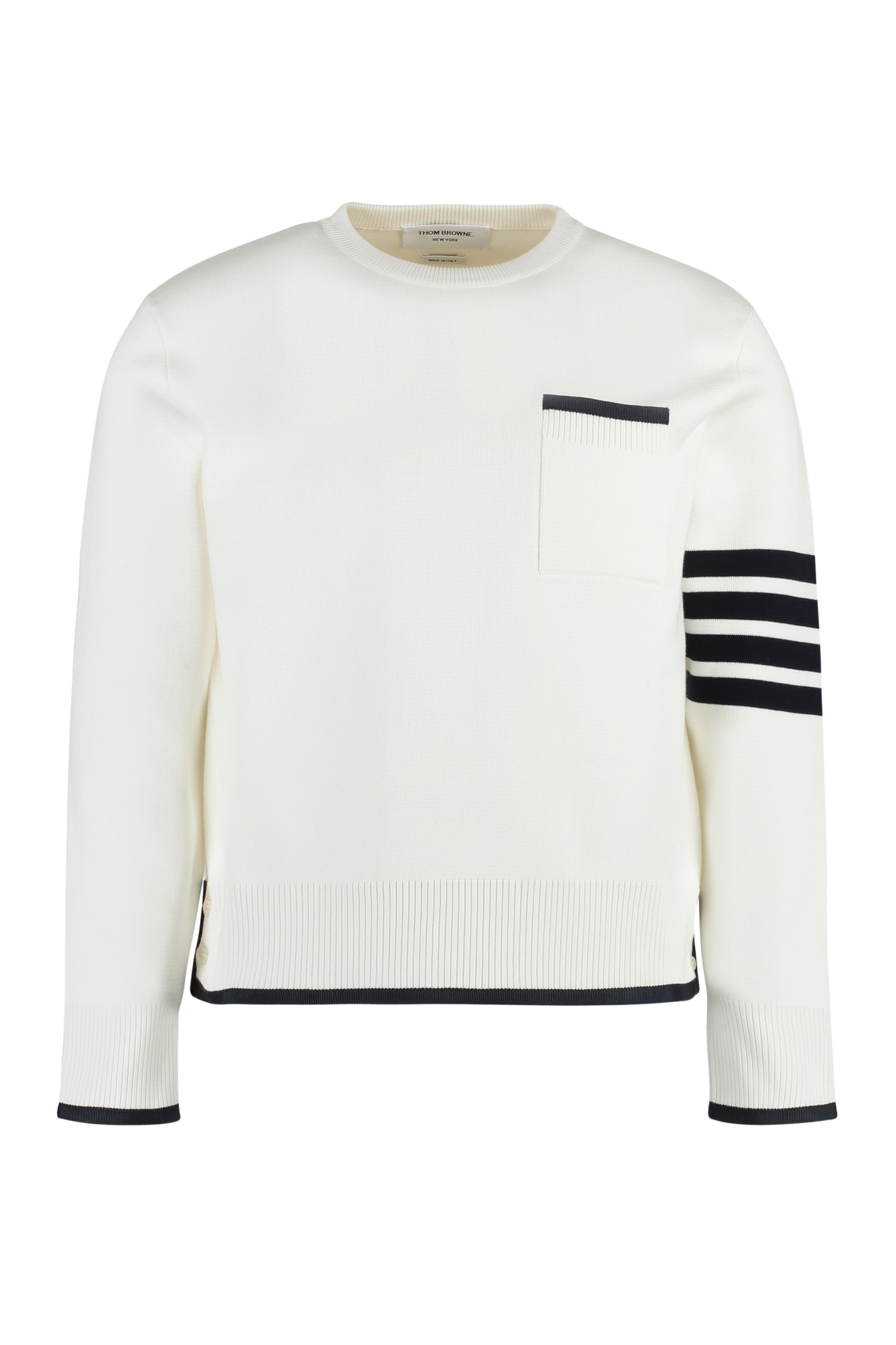 Shop Thom Browne Cotton Crew-neck Sweater In White