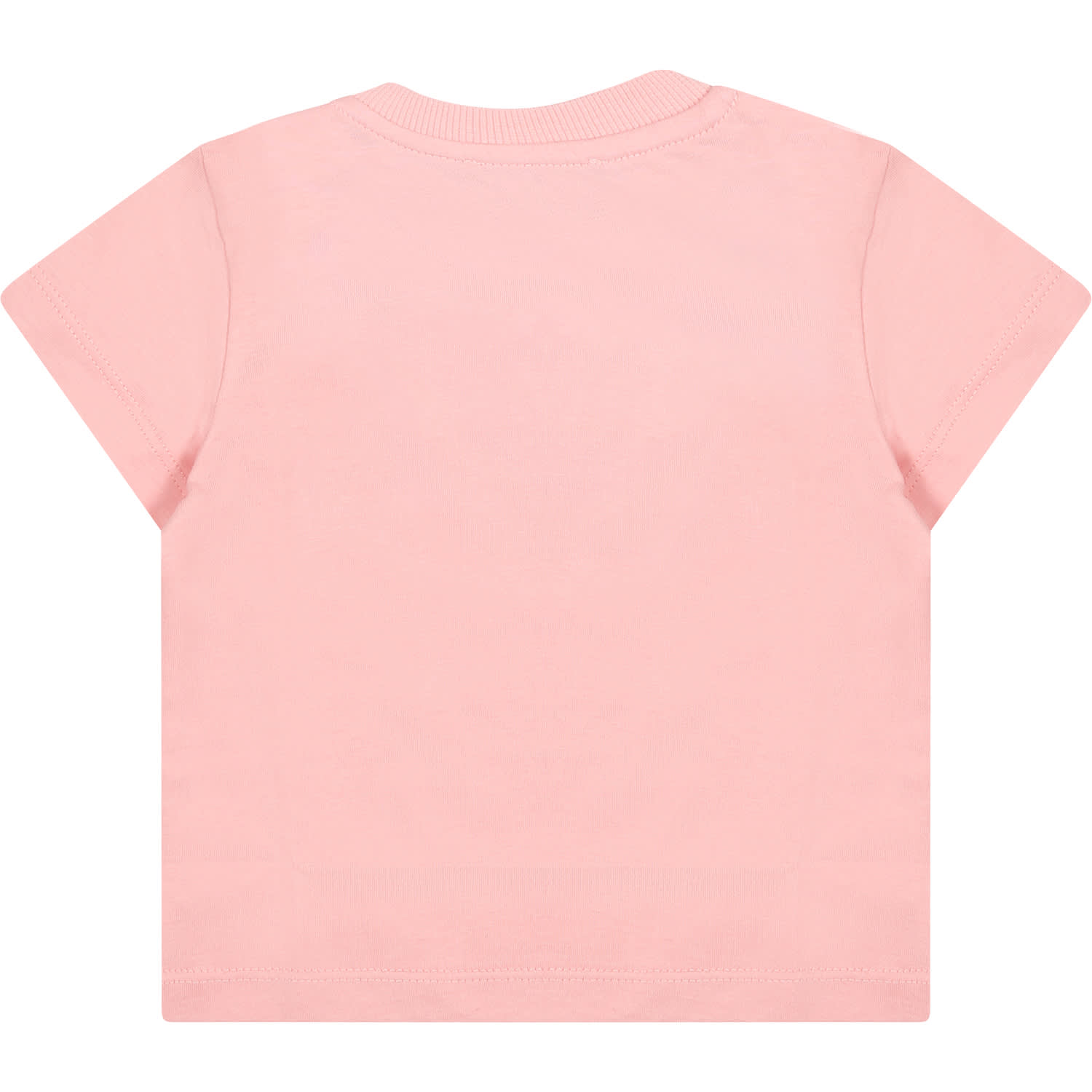 Shop Moschino Pink T-shirt For Baby Girl With Teddy Bear And Duck