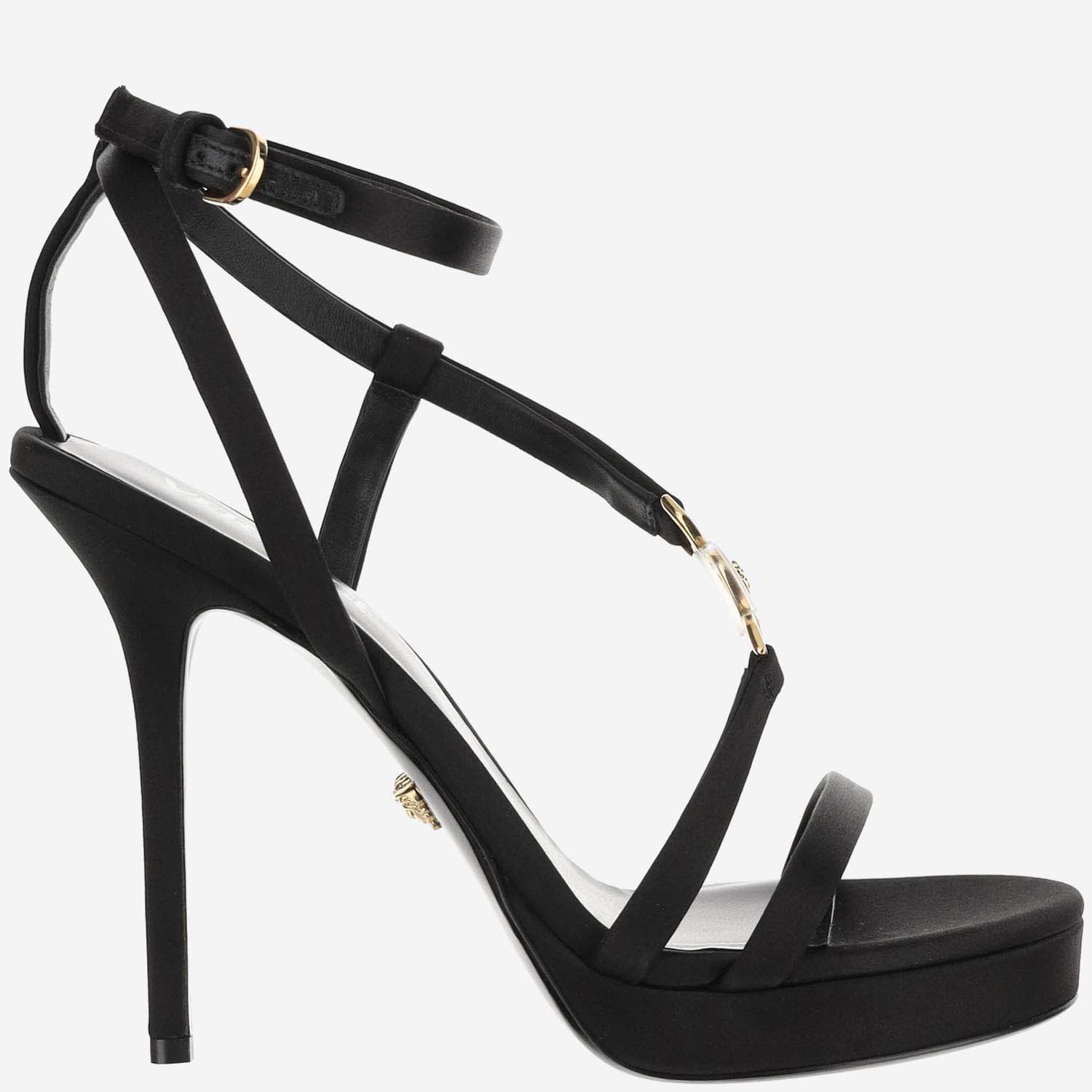 Shop Versace Medusa 95 Sandals With Crystals In Black