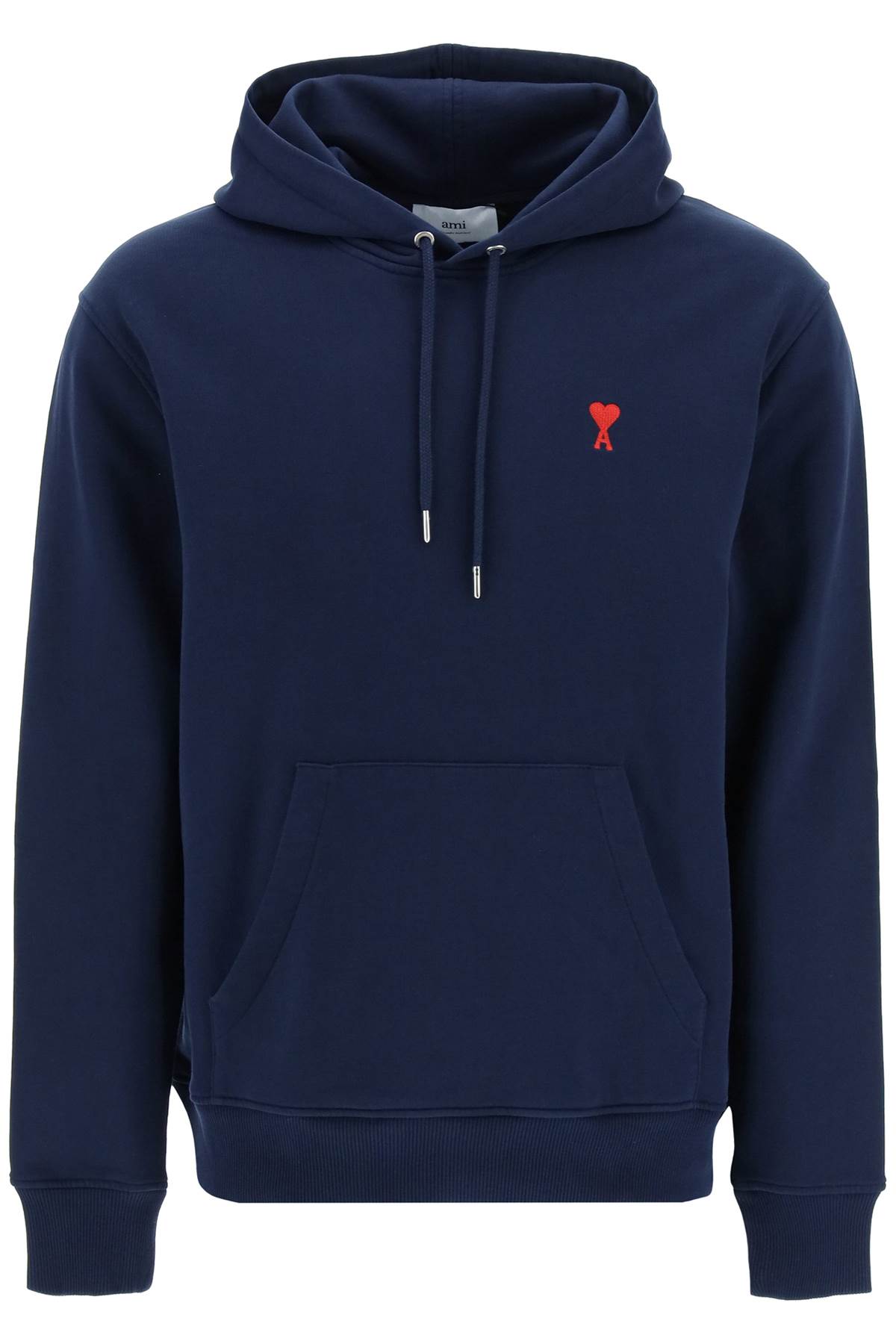 Shop Ami Alexandre Mattiussi Hoodie With Micro Embroidered Logo In Nautic Blue