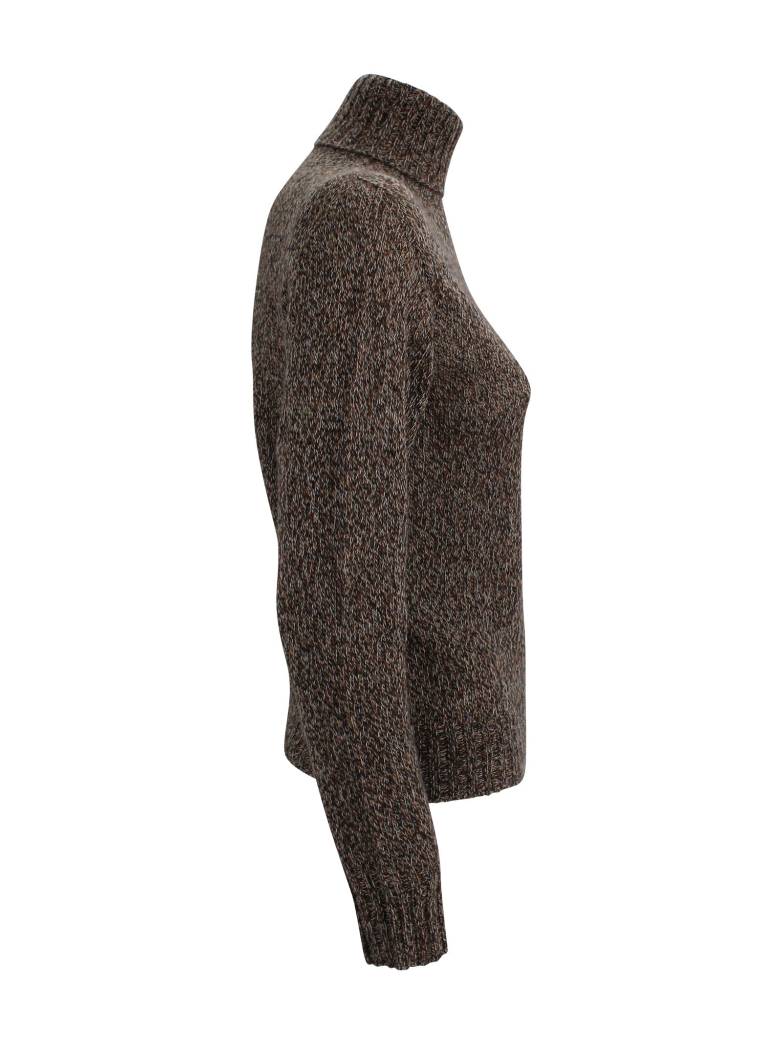 Be You Cashmere Turtleneck Sweater With A Mottled Knit In Animal Print