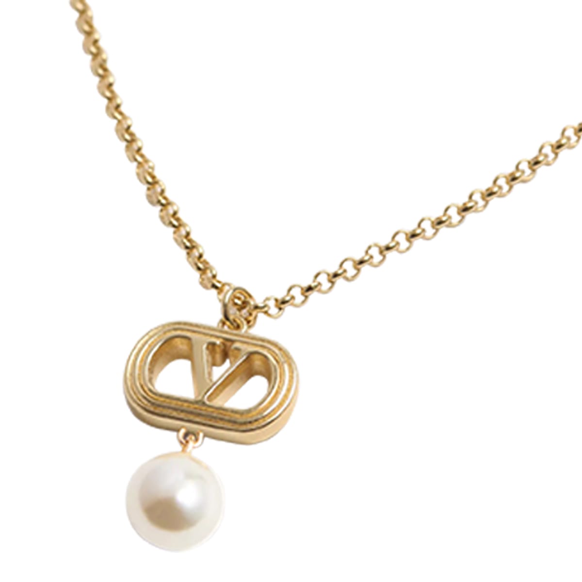Valentino Ovalette Necklace In Gold