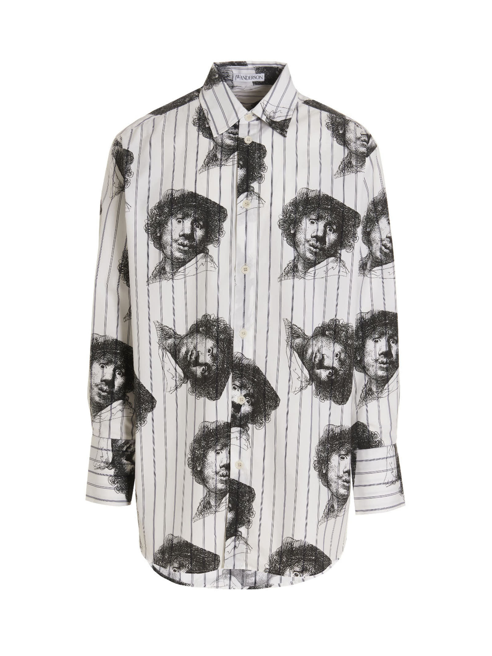 Jw Anderson J.w. Anderson White And Black Cotton Rembrandt Shirt In White/black