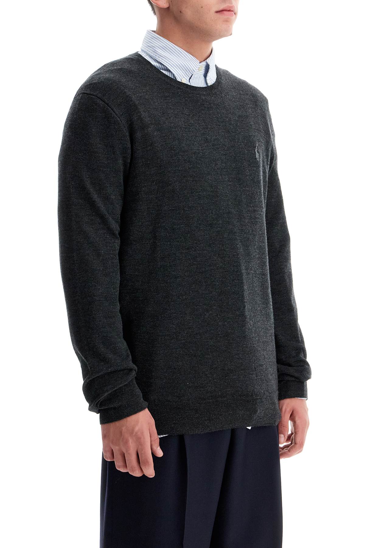 Shop Polo Ralph Lauren Crewneck Pullover With Embroidered In Dark Granite Hthr (grey)