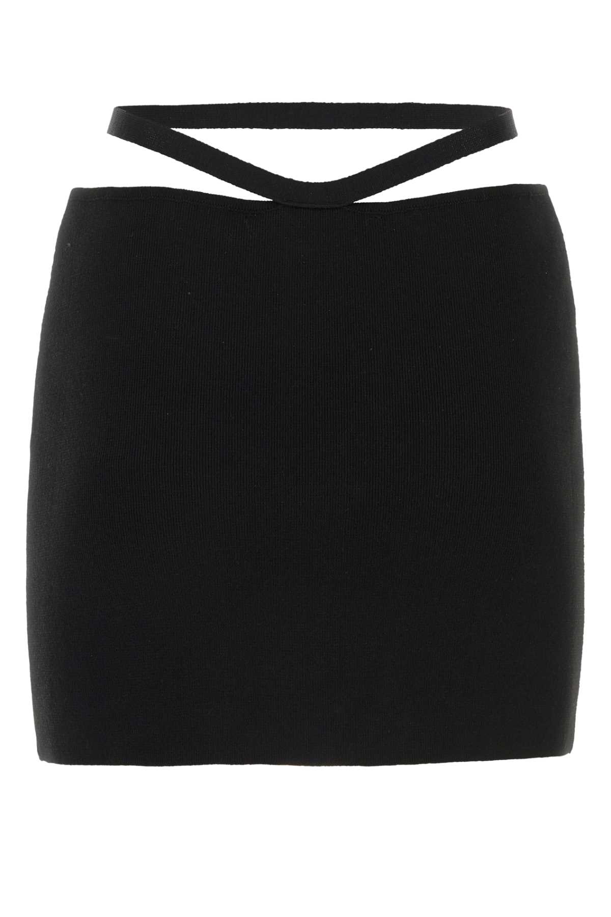 Andreädamo Black Stretch Viscose Blend Mini Skirt