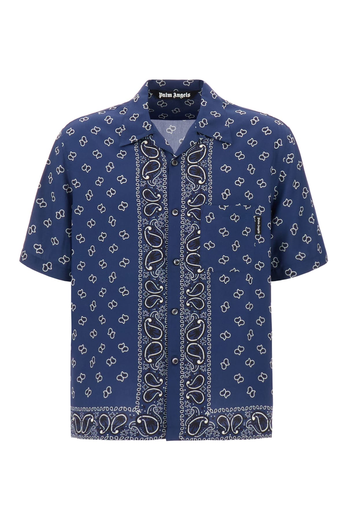 Palm Angels Printed Viscose Shirt In Blue