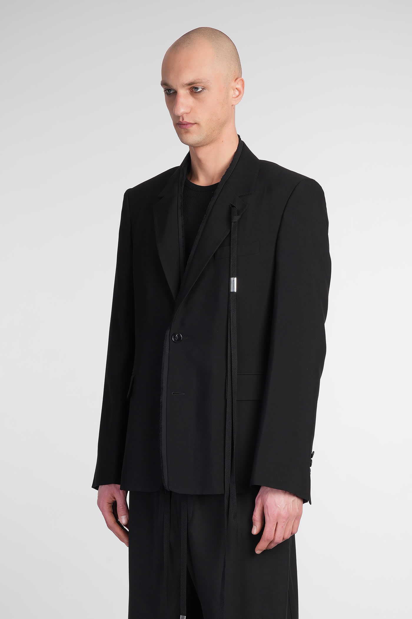 Ann Demeulemeester Man Blazer Black Size 42 Virgin Wool In Black