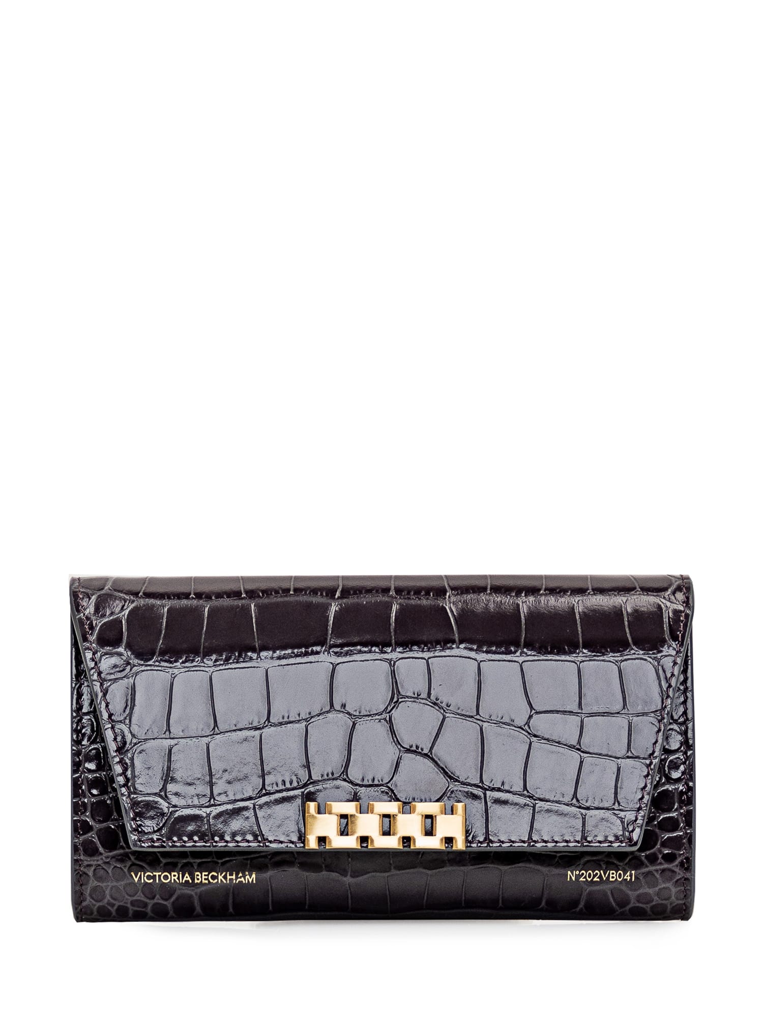 Shop Victoria Beckham Wallet With Chain In Slate Grey