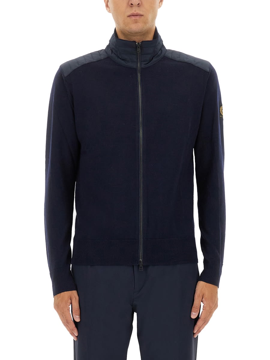 Belstaff Kelby Padded-detail Cardigan In Blue