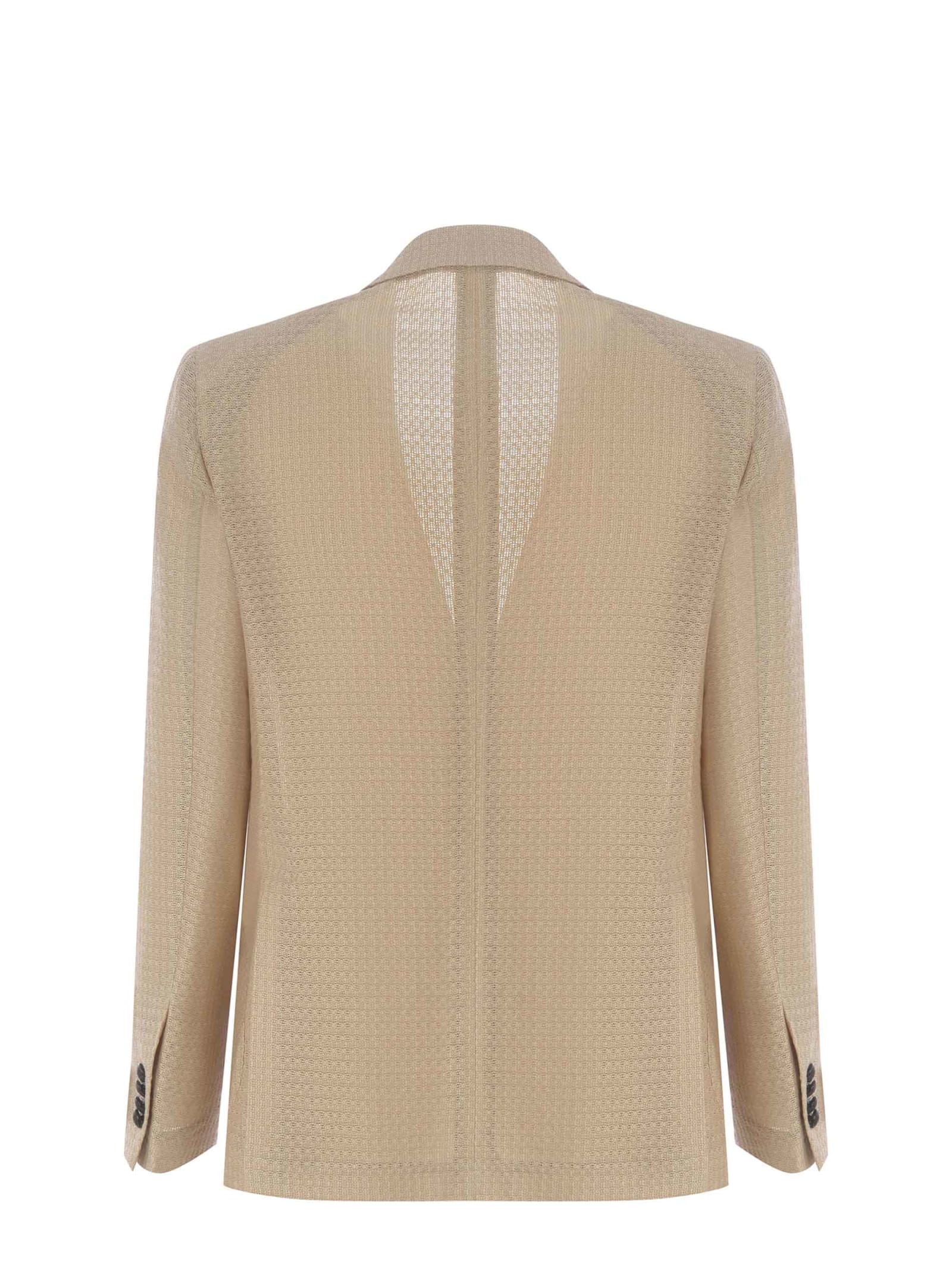 Shop Tagliatore Single-breasted Jacket  Made Of Linen And Viscose In Beige