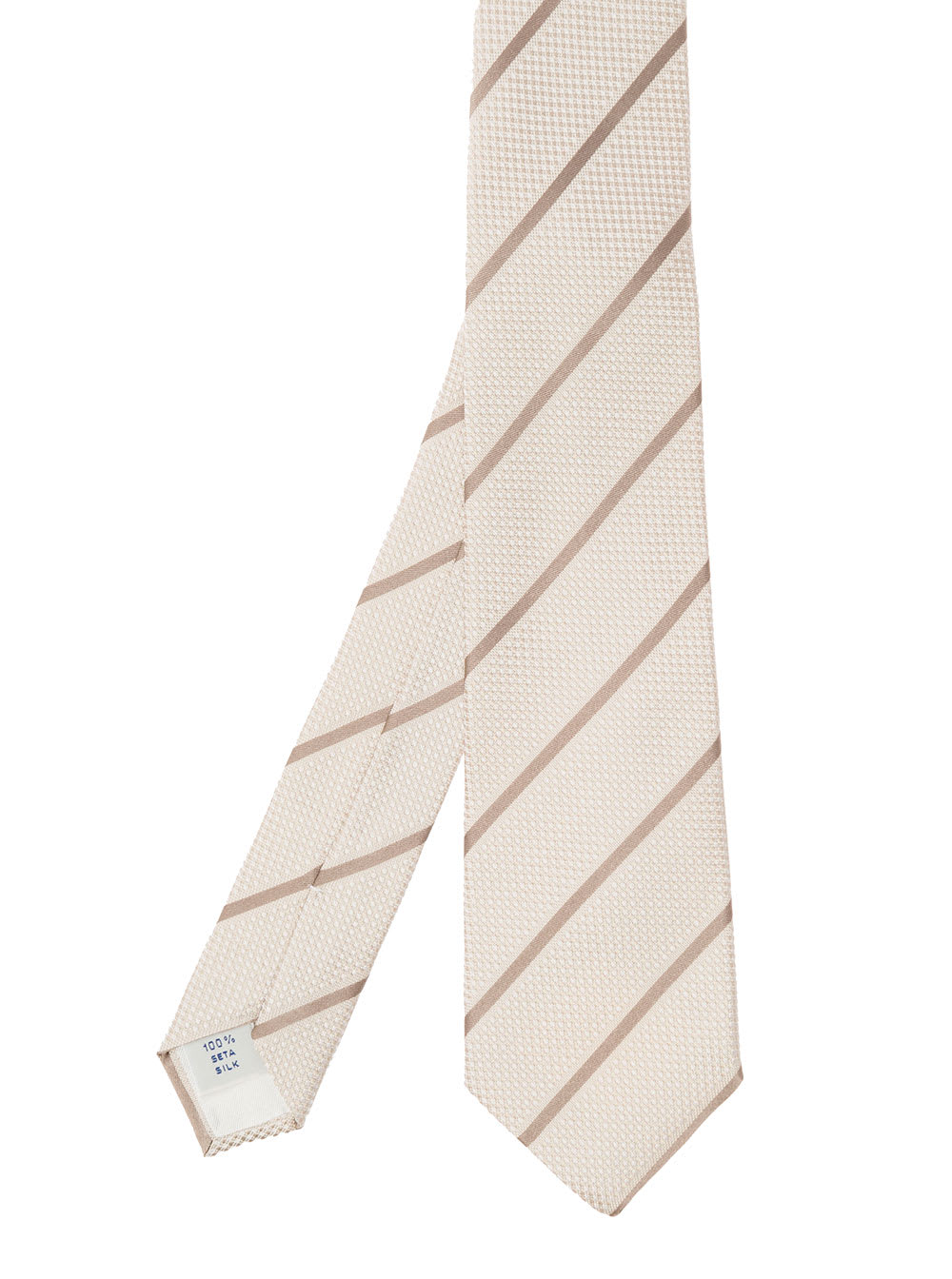 Shop Tagliatore Beige Classic-style Striped Tie In Silk Man