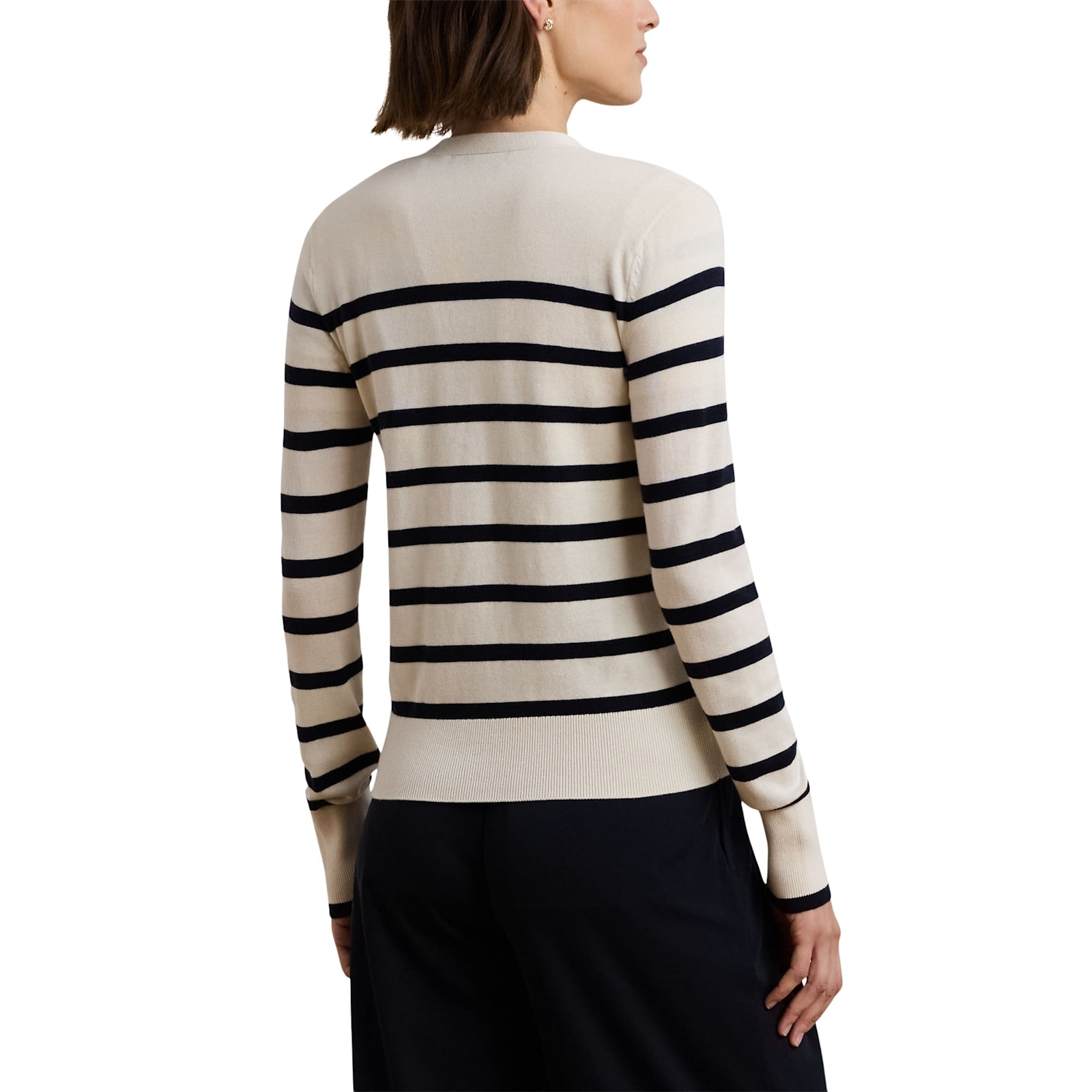 Polo Ralph Lauren Denzel Long Sleeve Cardigan In Cream/blue