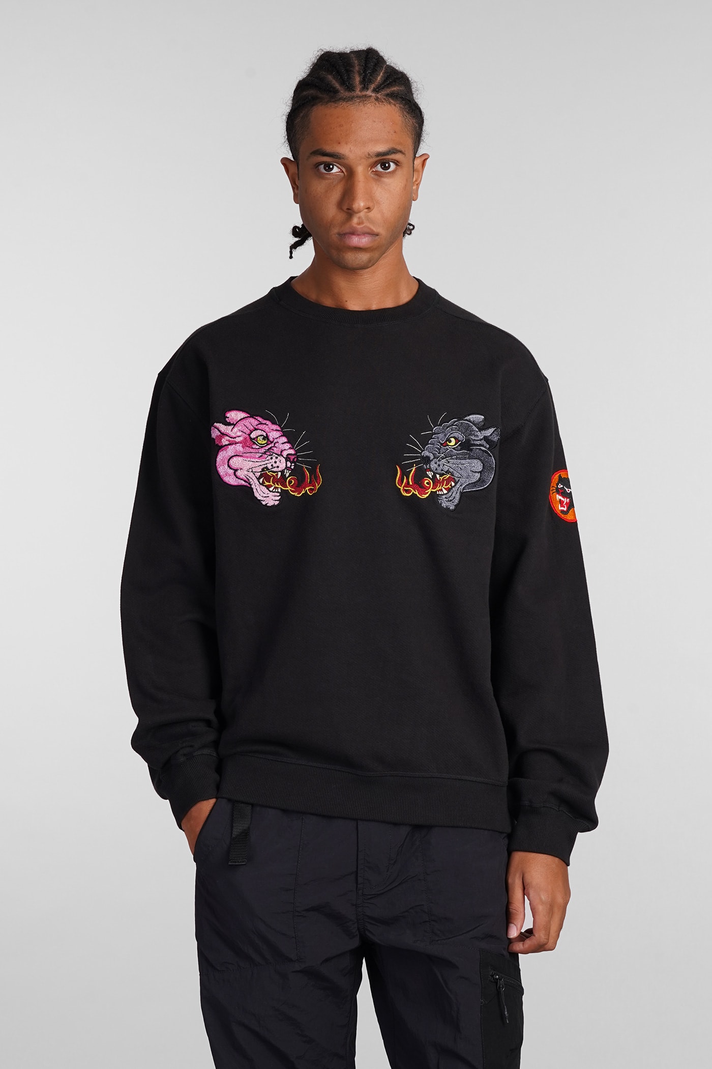 Duality Panther Sweatshirt In Black Cotton