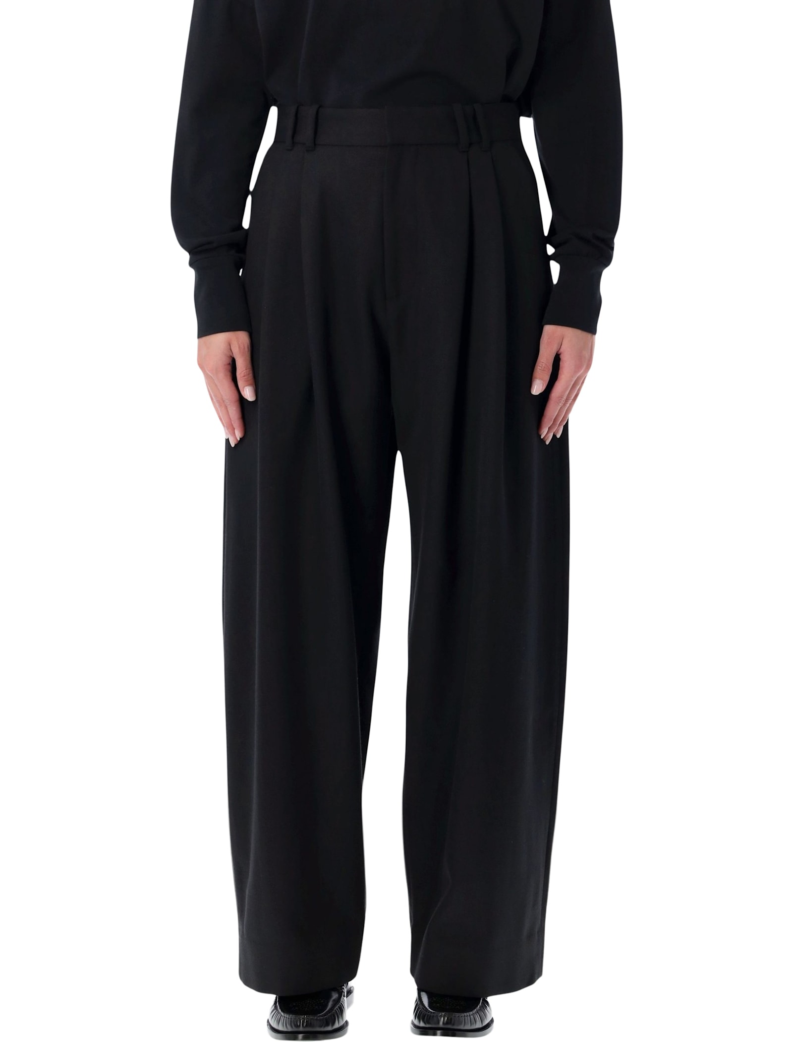 Studio Nicholson Line Lightweight Technical Wool Pants In Black
