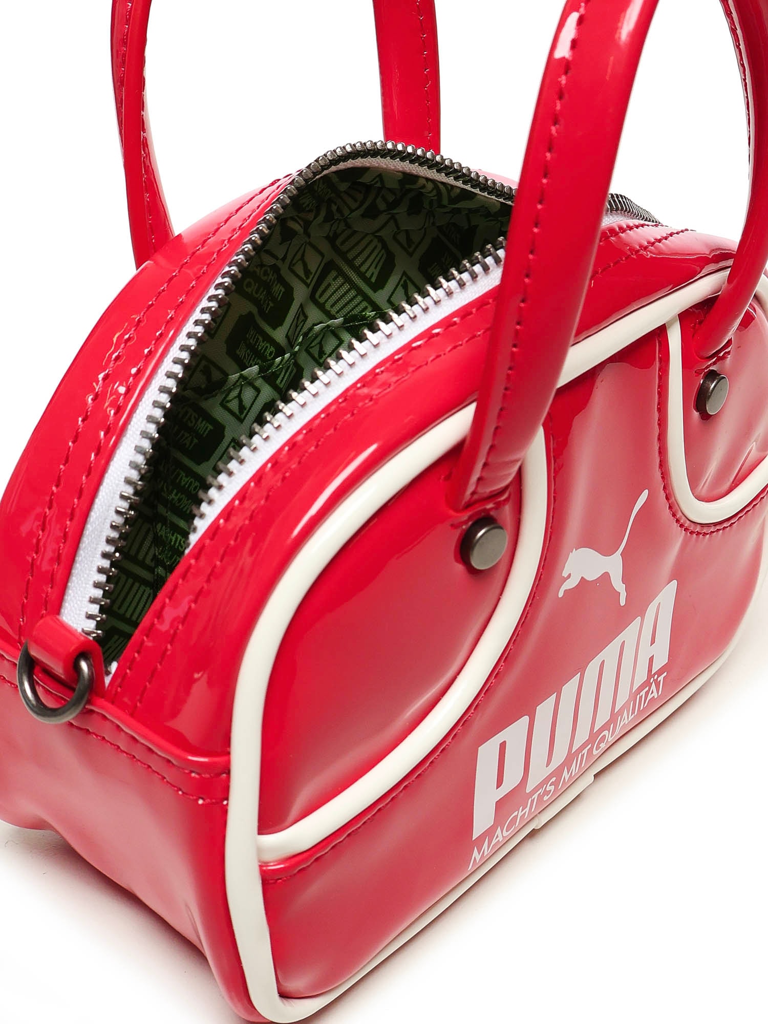 Puma 1976 Micro 1l Grip Patent-leather Top-handle Bag In Red