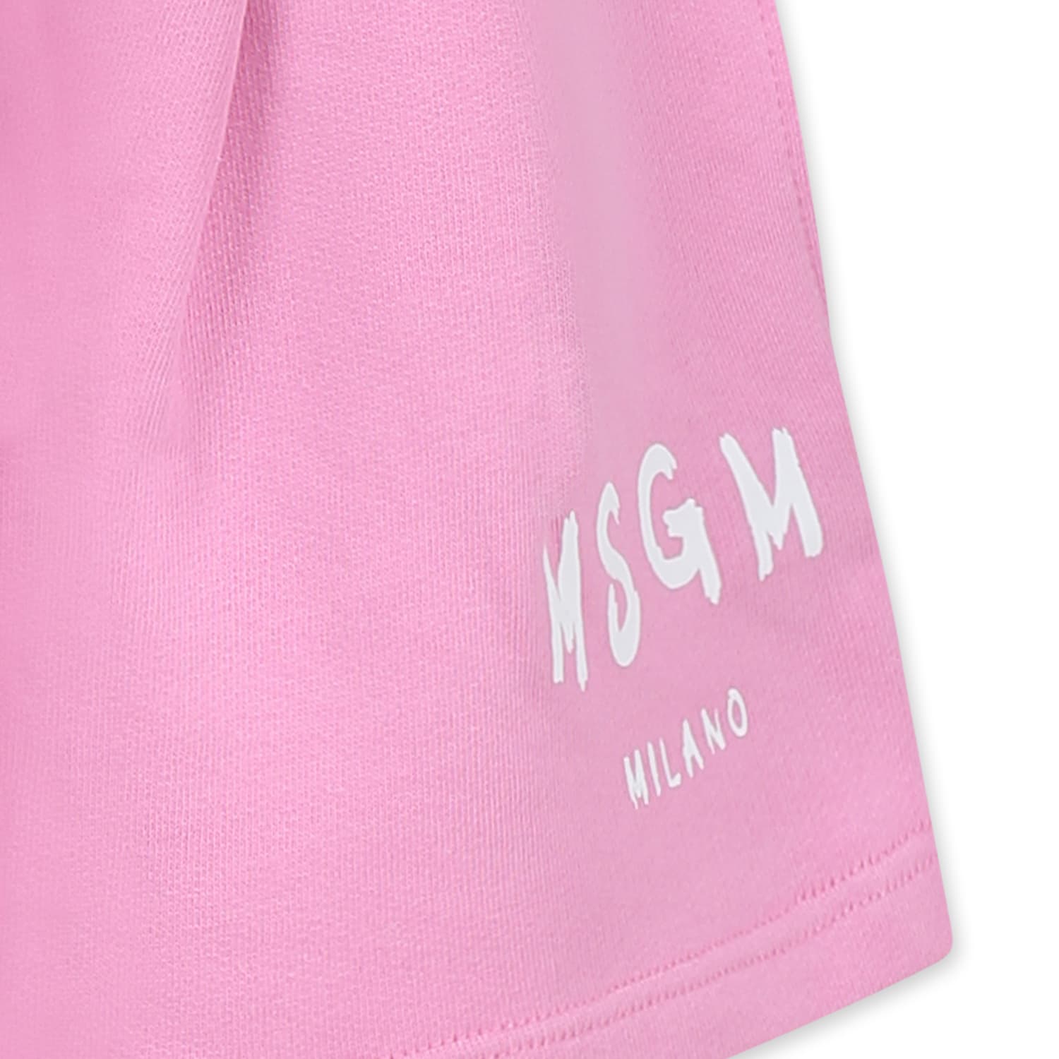 Msgm Pink Shorts For Girl With Logo In Pink
