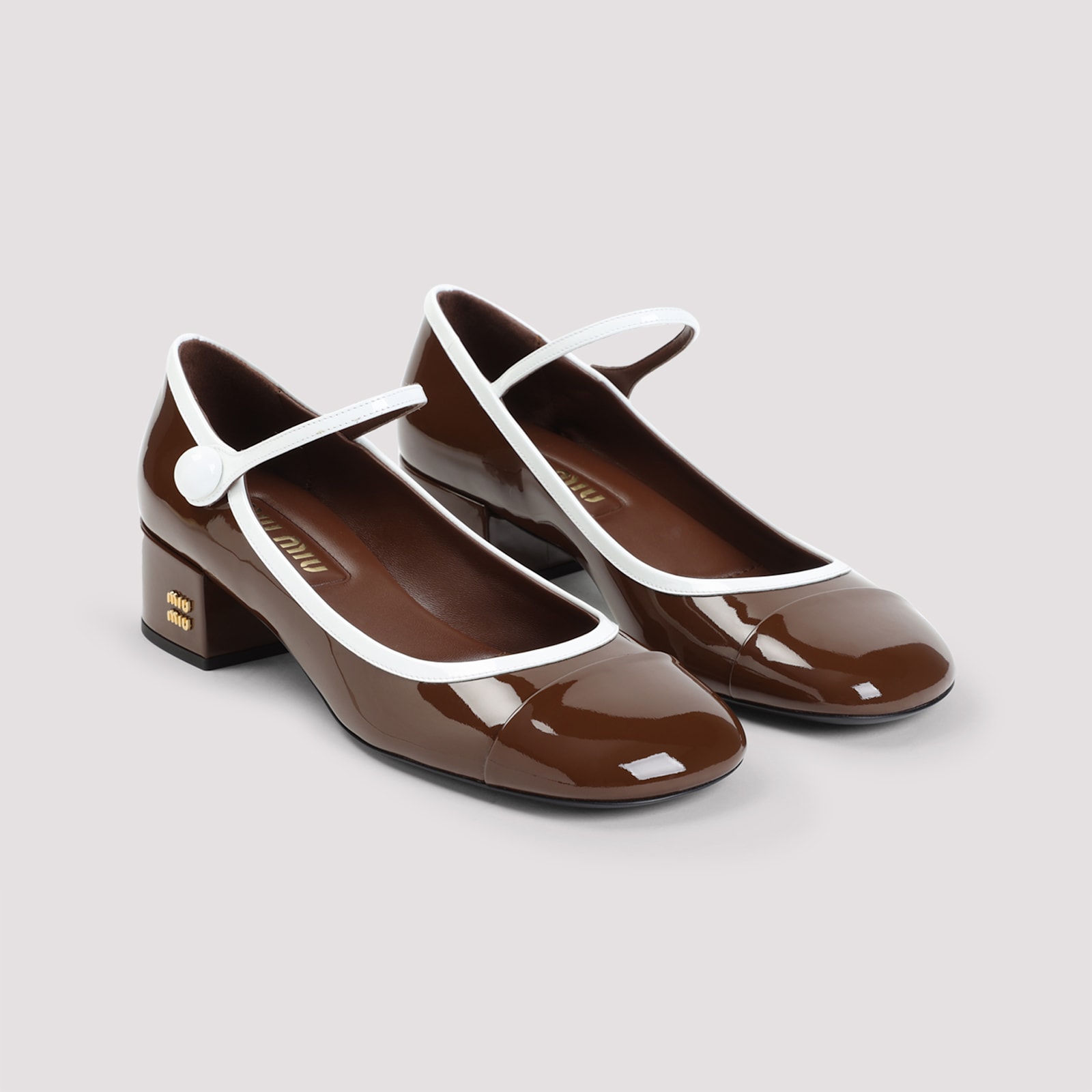 Miu Miu Bicolor Patent Leather Block-heel Mary Jane Pumps In Multi