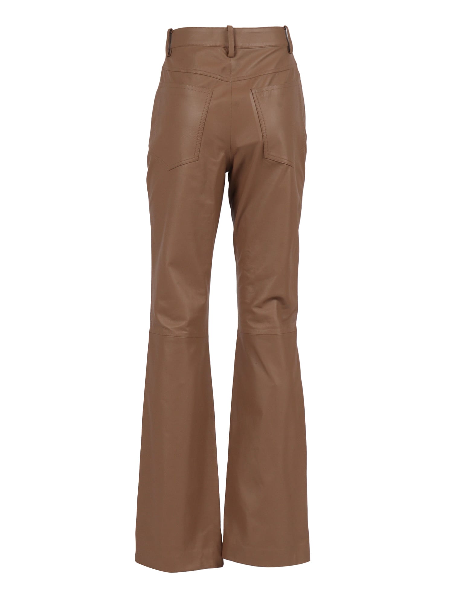 Fabiana Filippi Soft Lambskin Bootcut Trousers In Brown