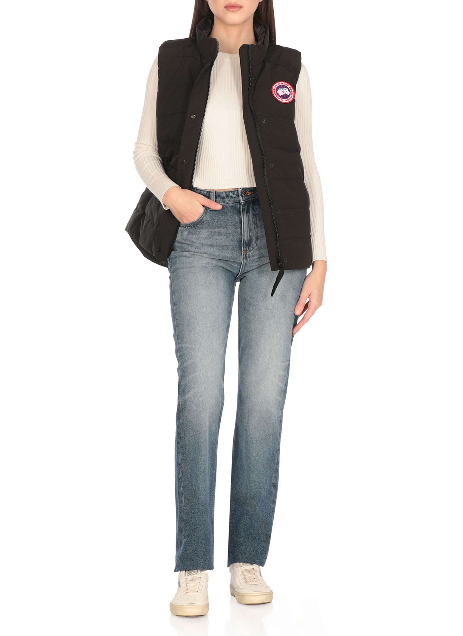Canada Goose Padded Quilted Sleeveless High Neck Vest In Black