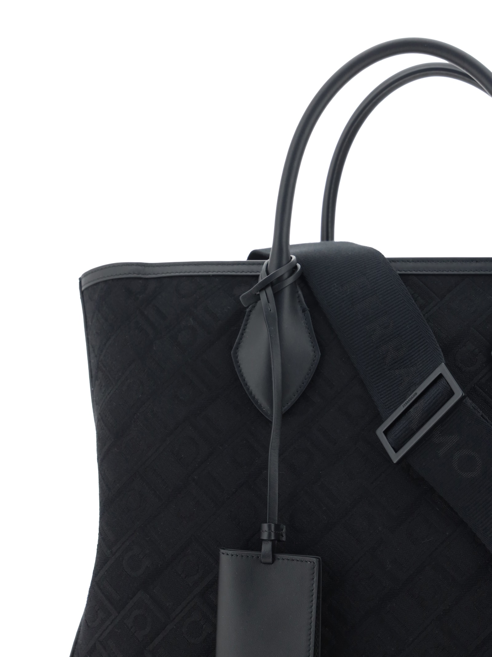 Shop Ferragamo Tote Handbag In Black