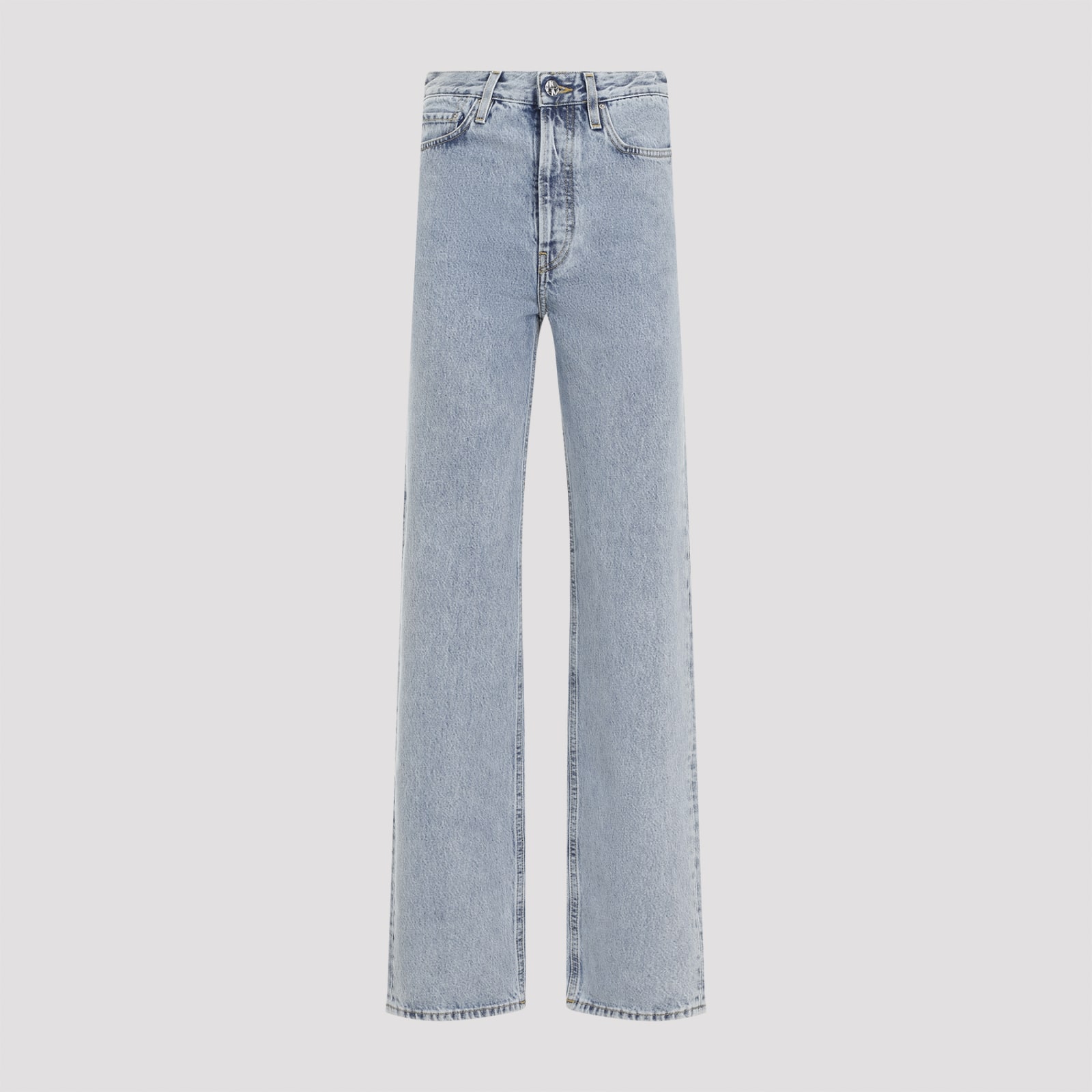 Shop Totême Classic Cut Jeans In Cool Blue