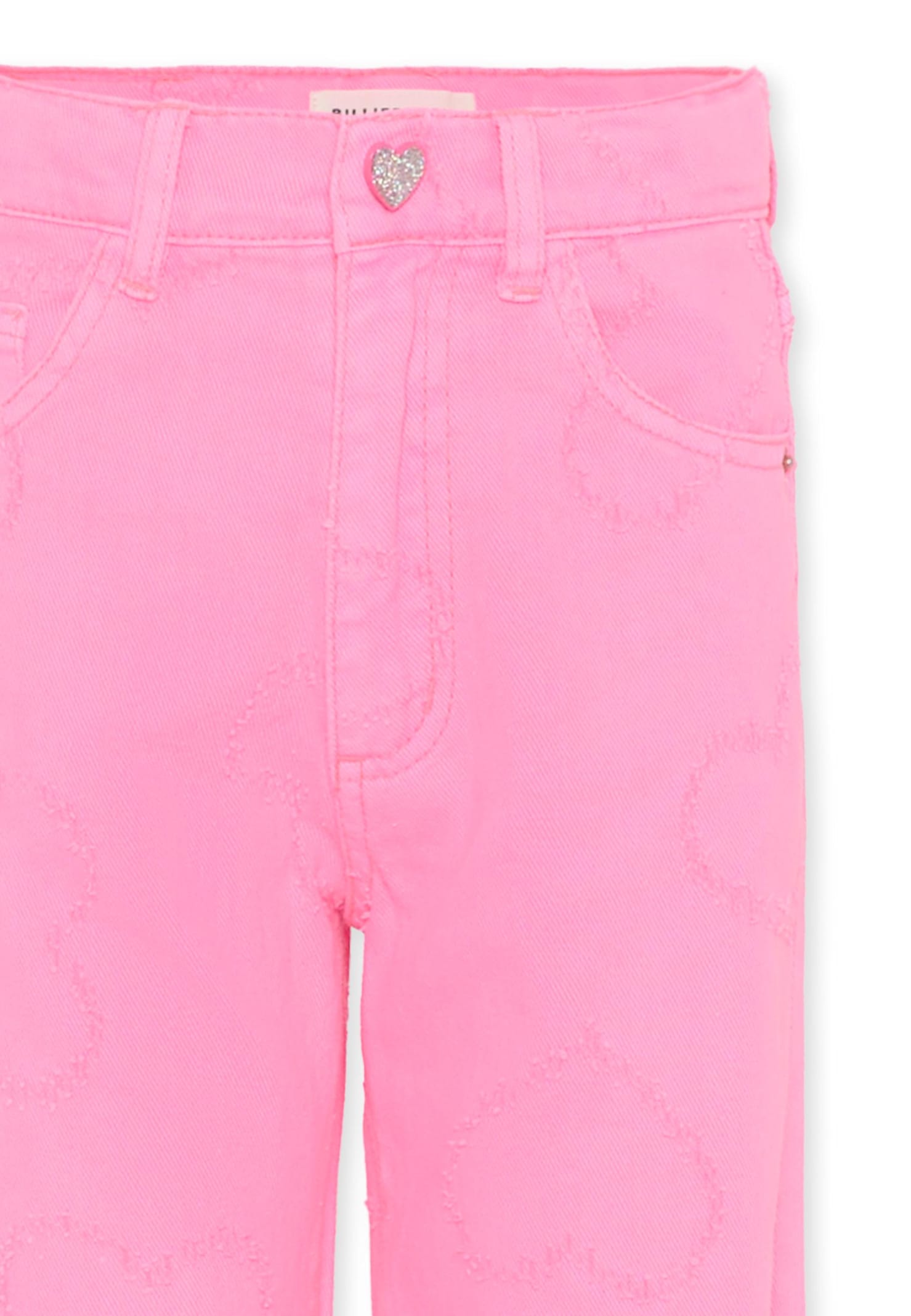 Billieblush Pink Trousers For Girl With Hearts In Pink