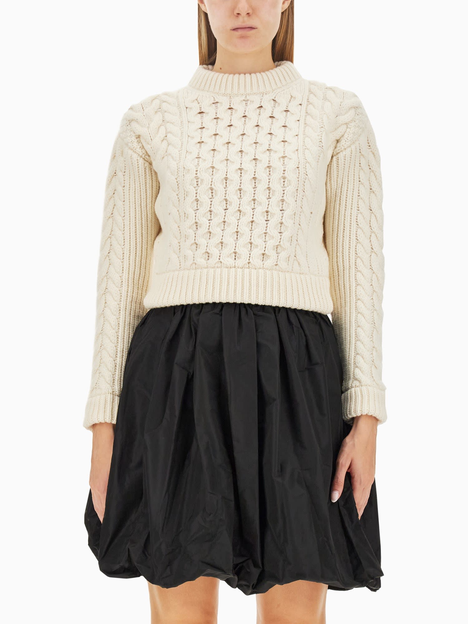 Shop Patou Woven Sweater In White