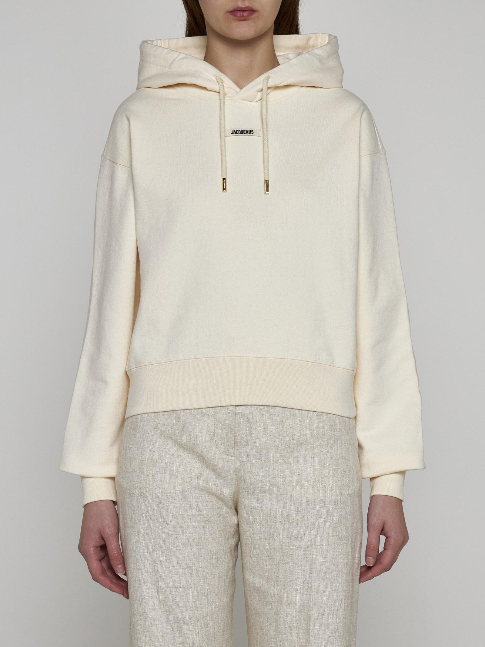 Shop Jacquemus Gros Grain Cotton Hoodie In Beige