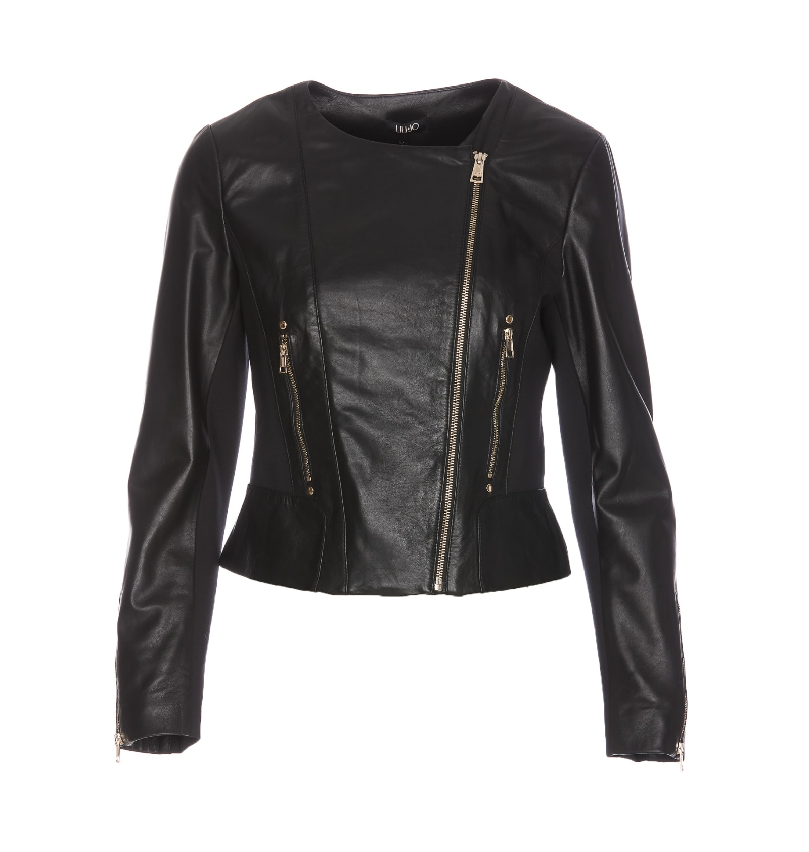 Shop Liu •jo Leather Jacket In Black