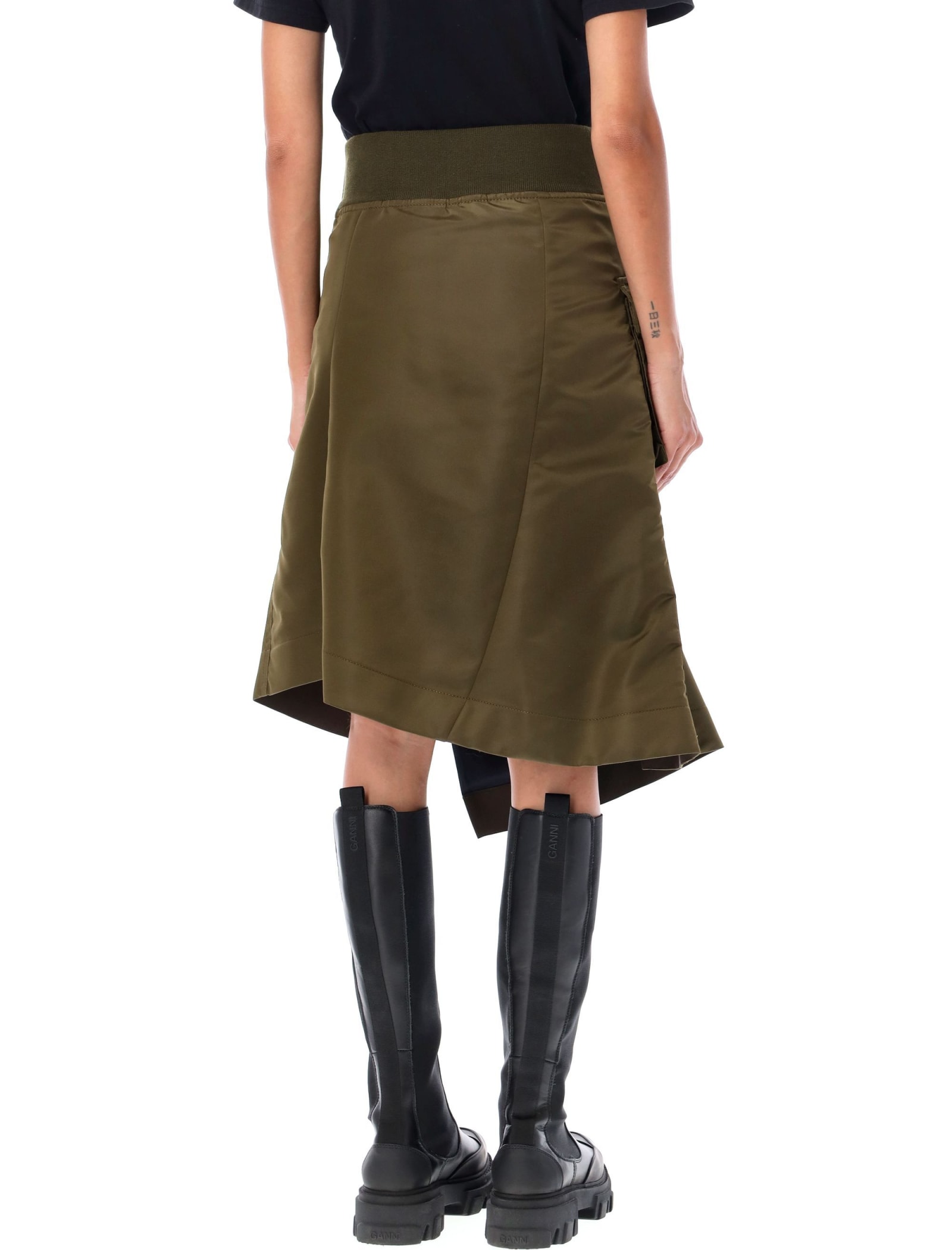 Shop Sacai Midi Skirt Nylon Bomber In Olive